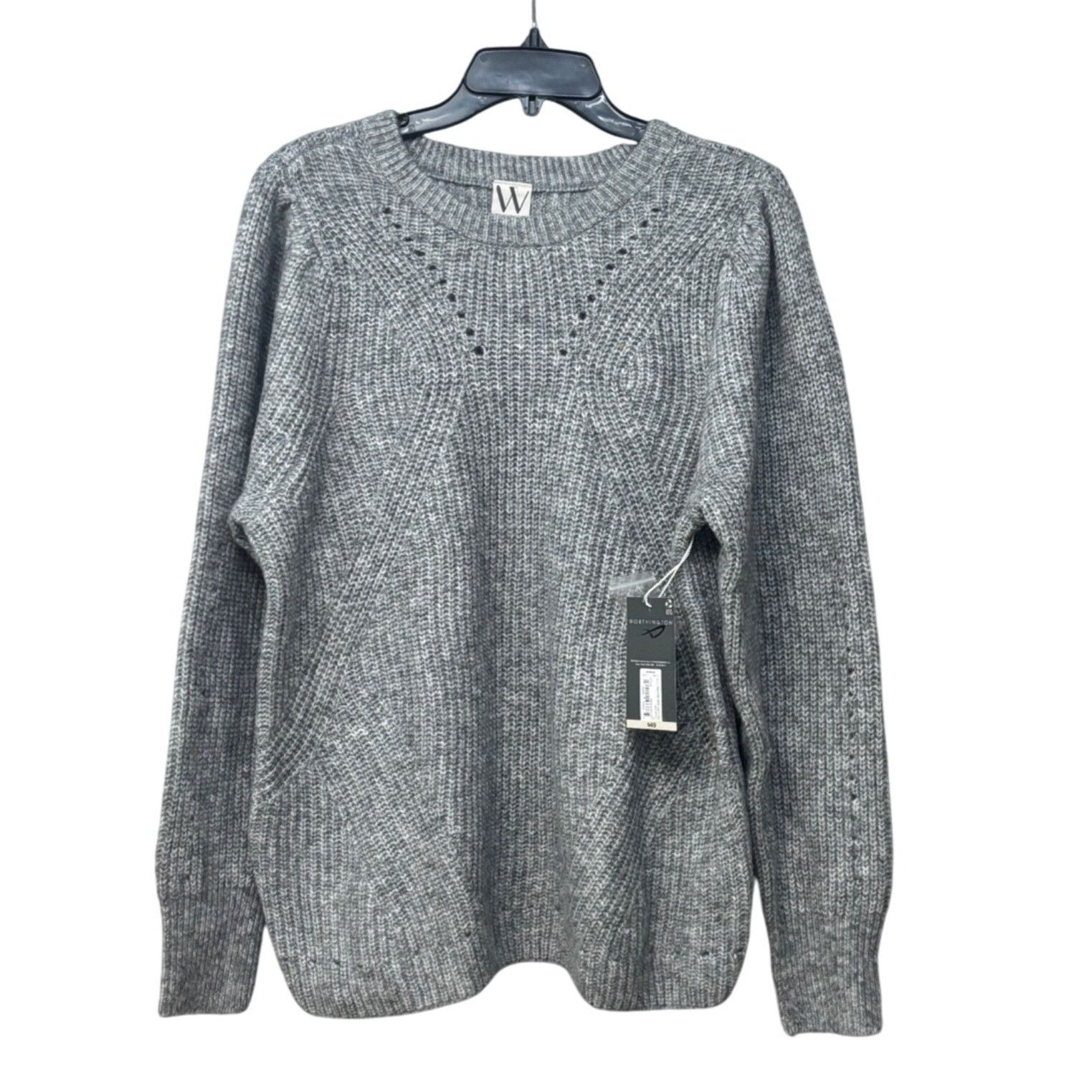 Worthington Worthington Women’s Plus Size Set-in Crew Neck Sweater, Gray Size ONE SIZE - 1 Thumbnail