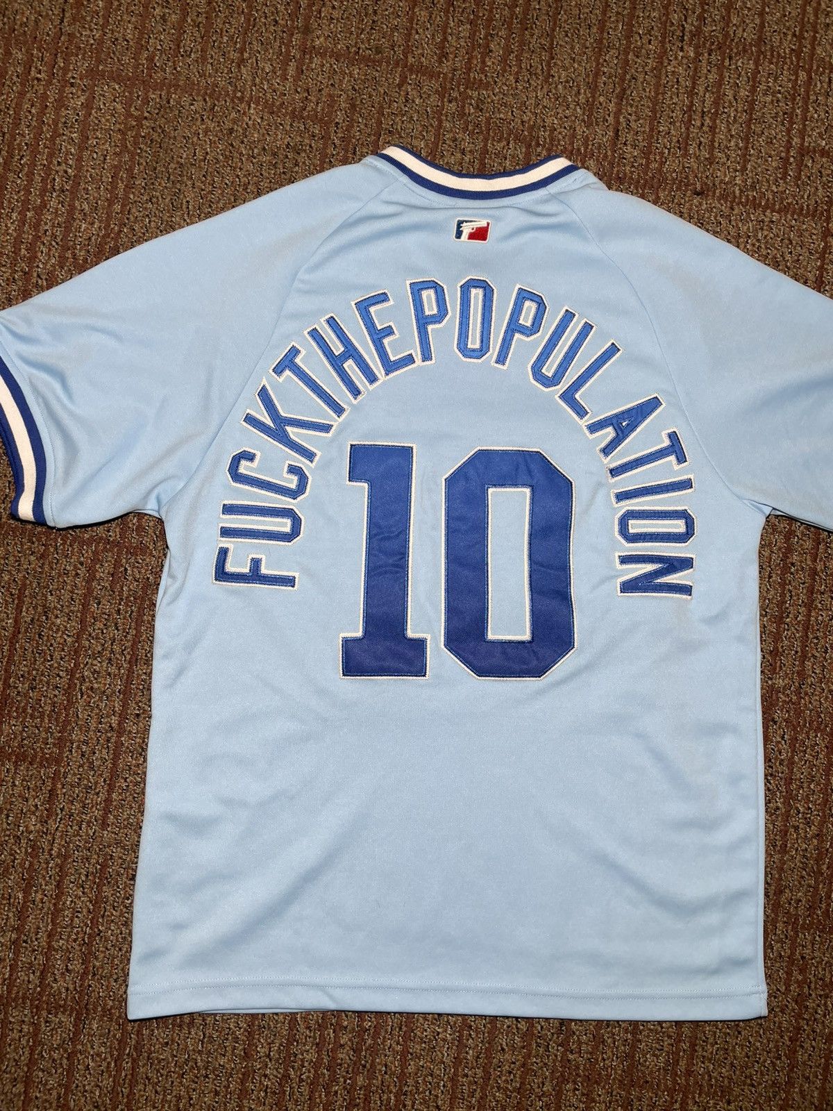 Fuck The Population FTP Script Pullover Baseball Jersey (Large) Size US L / EU 52-54 / 3 - 3 Thumbnail
