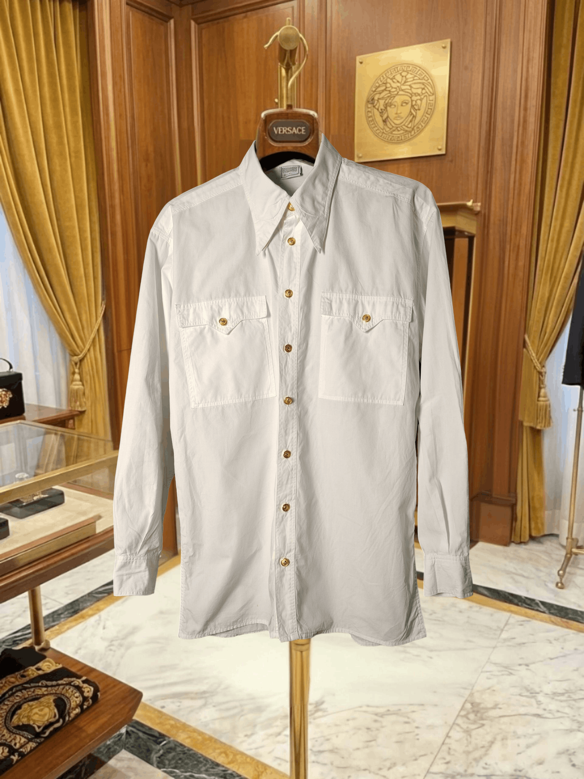 Versus Versace Versus Versace 90s All Gold Lion Shirts Long Sleeves Italy Size US L / EU 52-54 / 3 - 1 Thumbnail