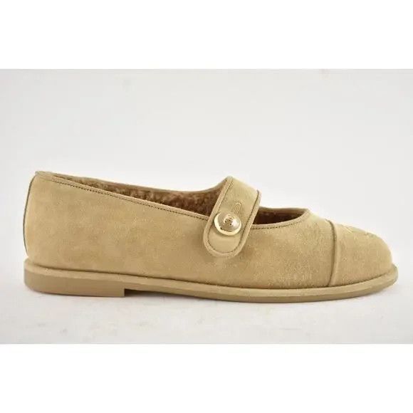 Chanel os11x0426 Shearling Fur Mary Jane Moccasin Loafers in Tan Size US 7 / IT 37 - 1 Thumbnail