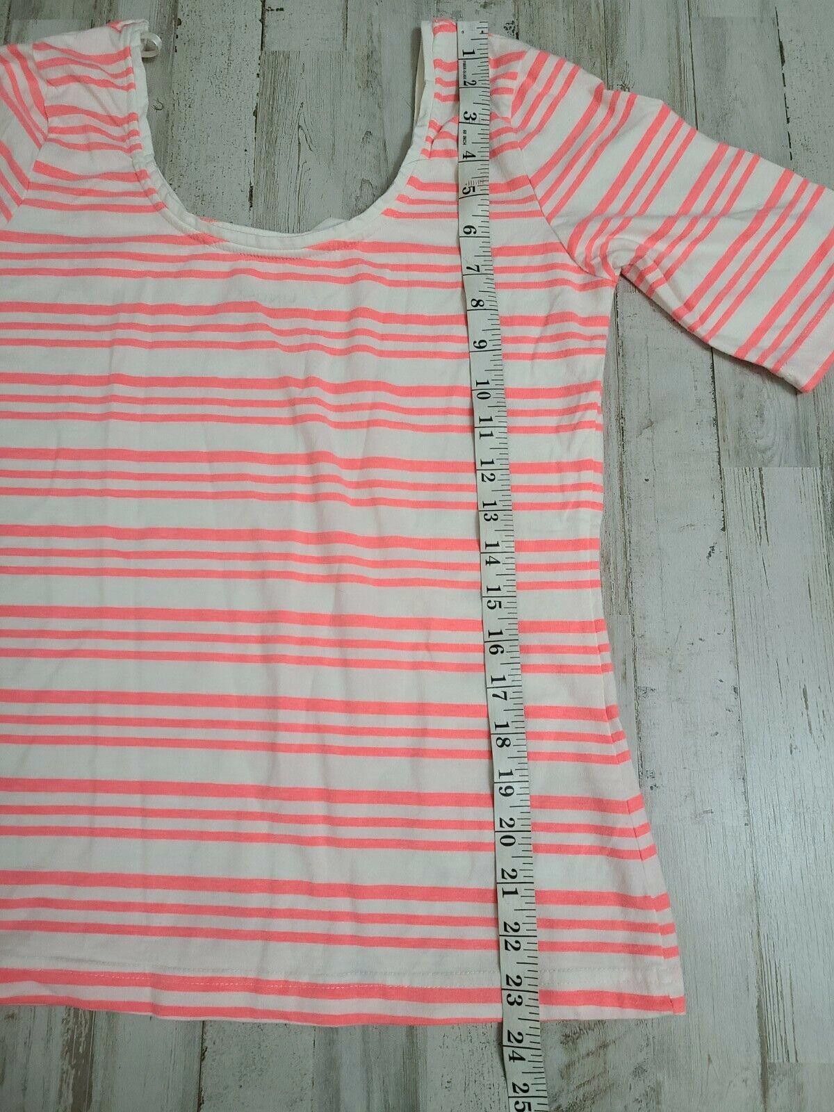 Designer Lindex Top Medium Pink Striped Half Sleeve Stretch Scoop Size M / US 6-8 / IT 42-44 - 5 Thumbnail