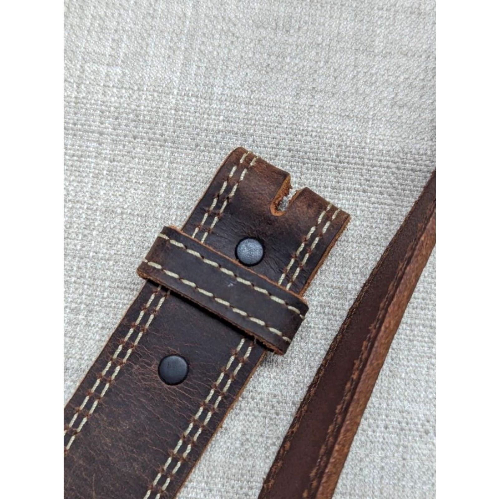 Vintage VINTAGE NOCONA belt Buckle Cowhide Leather 38 Men Brown Stitching Western Belt Size 38 - 4 Thumbnail