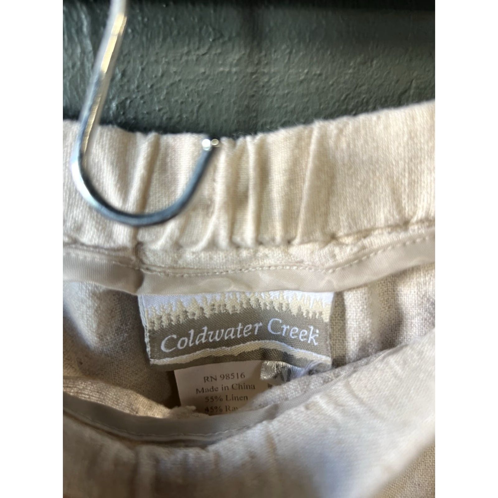 Coldwater Creek Coldwater Creek Pants Womens Ivory Linen Straight Leg Drawstring XL Adults Size 40" / US 18 - 3 Thumbnail