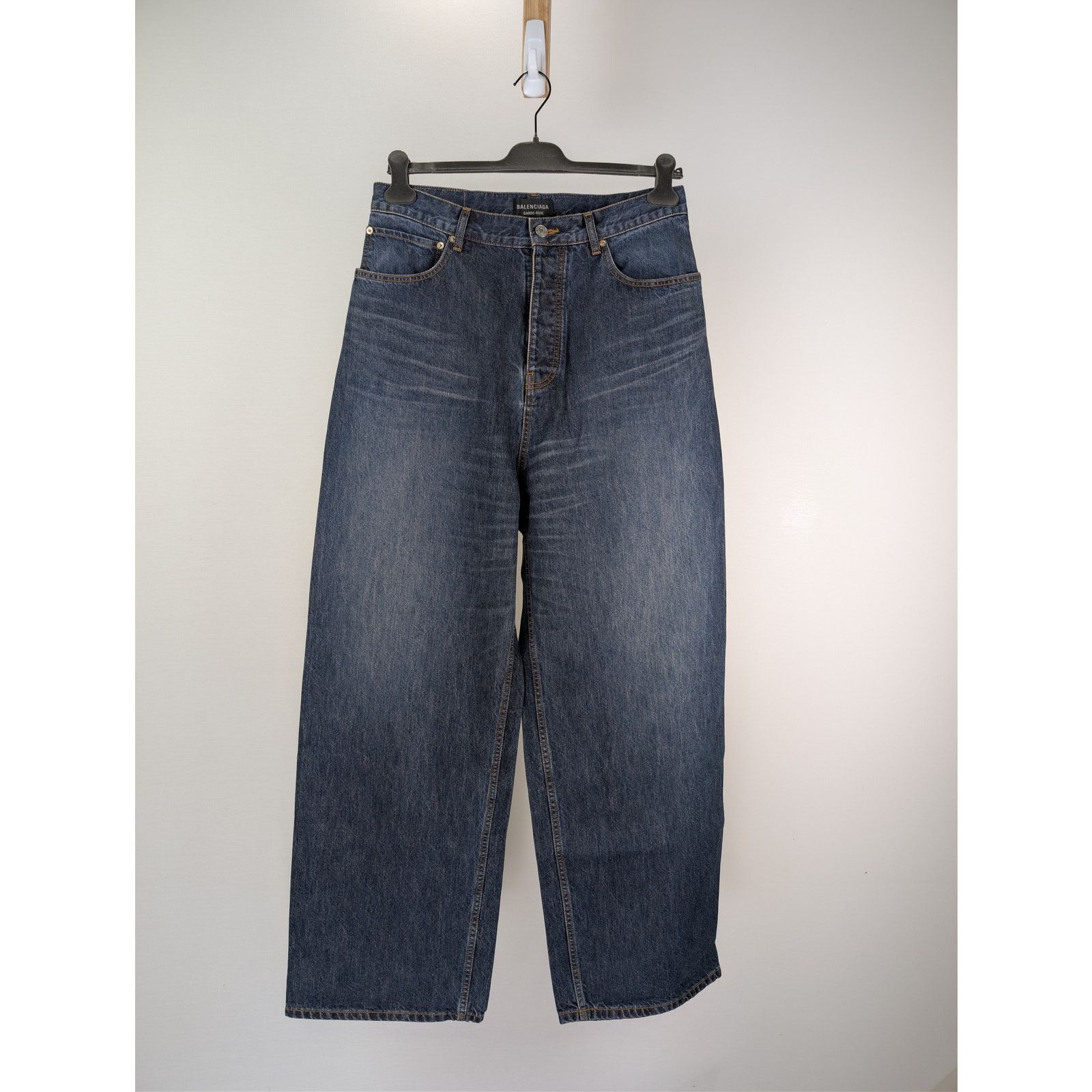 Balenciaga o1rshd1 Silk Blue Japanese Denim Baggy Pants in Dark Indigo Size US 30 / EU 46 - 1 Thumbnail
