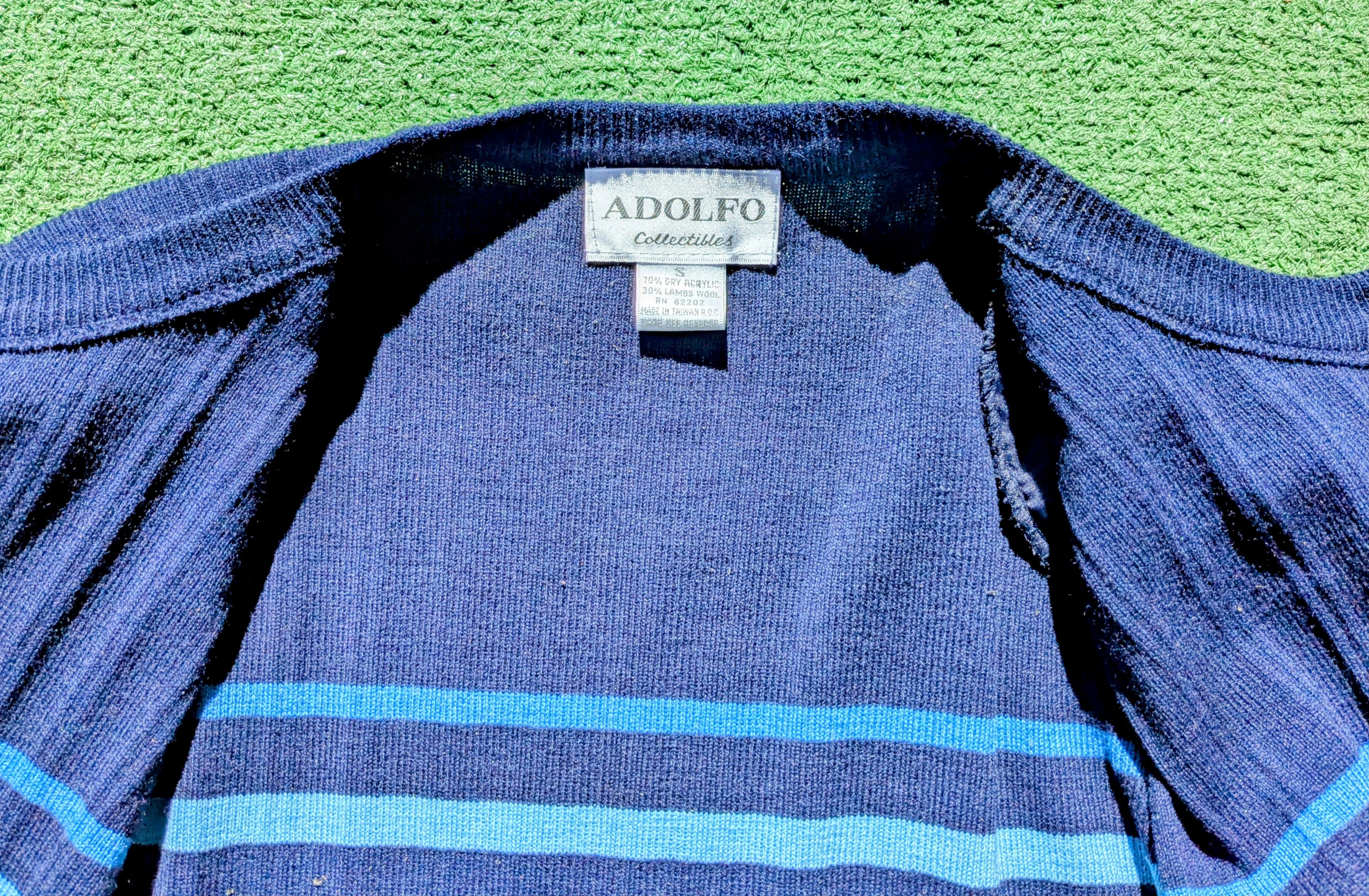 Other VTG Adolfo Striped Lamb's Wool/Acrylic Cardigan Sweater Size S / US 4 / IT 40 - 6 Thumbnail