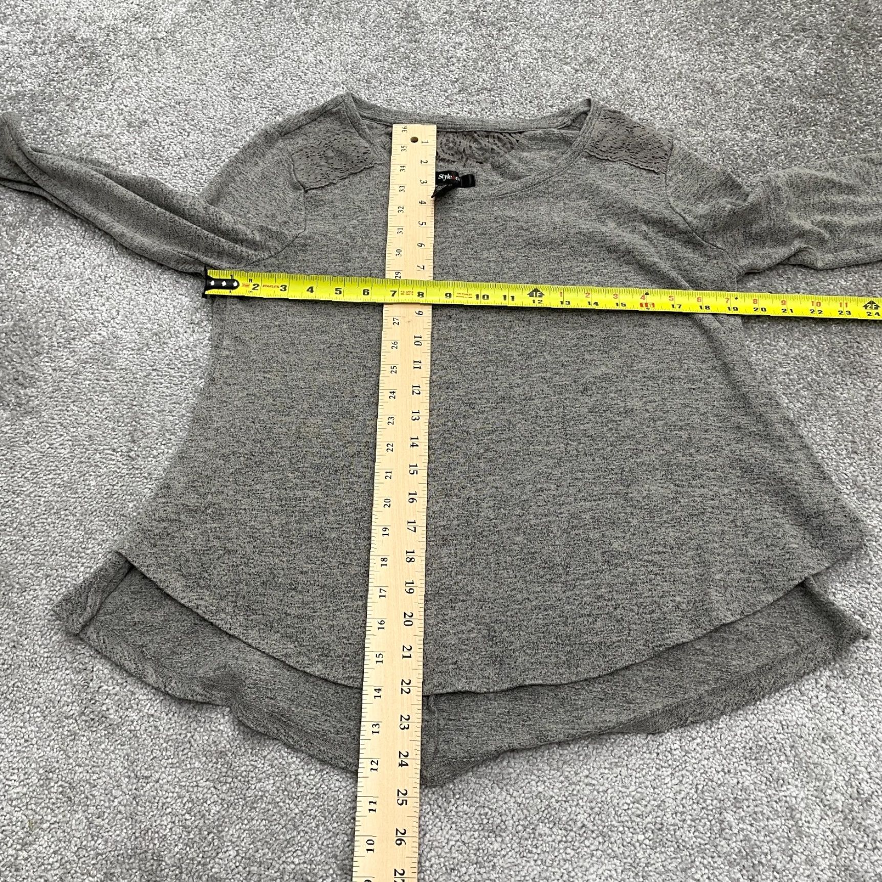 Vintage Style & Co. Tunic Blouse Womens Large Gray Round Neck 3/4 Sleeve Lace Casual Top Size L / US 10 / IT 46 - 7 Thumbnail