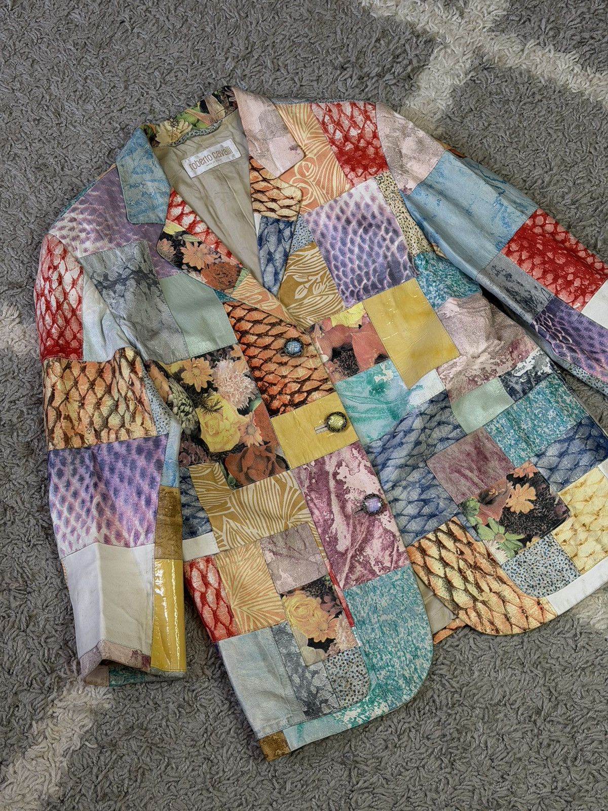 Roberto Cavalli Archive SS98 Roberto Cavalli Patchwork Leather Blazer Jacket Size M / US 6-8 / IT 42-44 - 7 Thumbnail