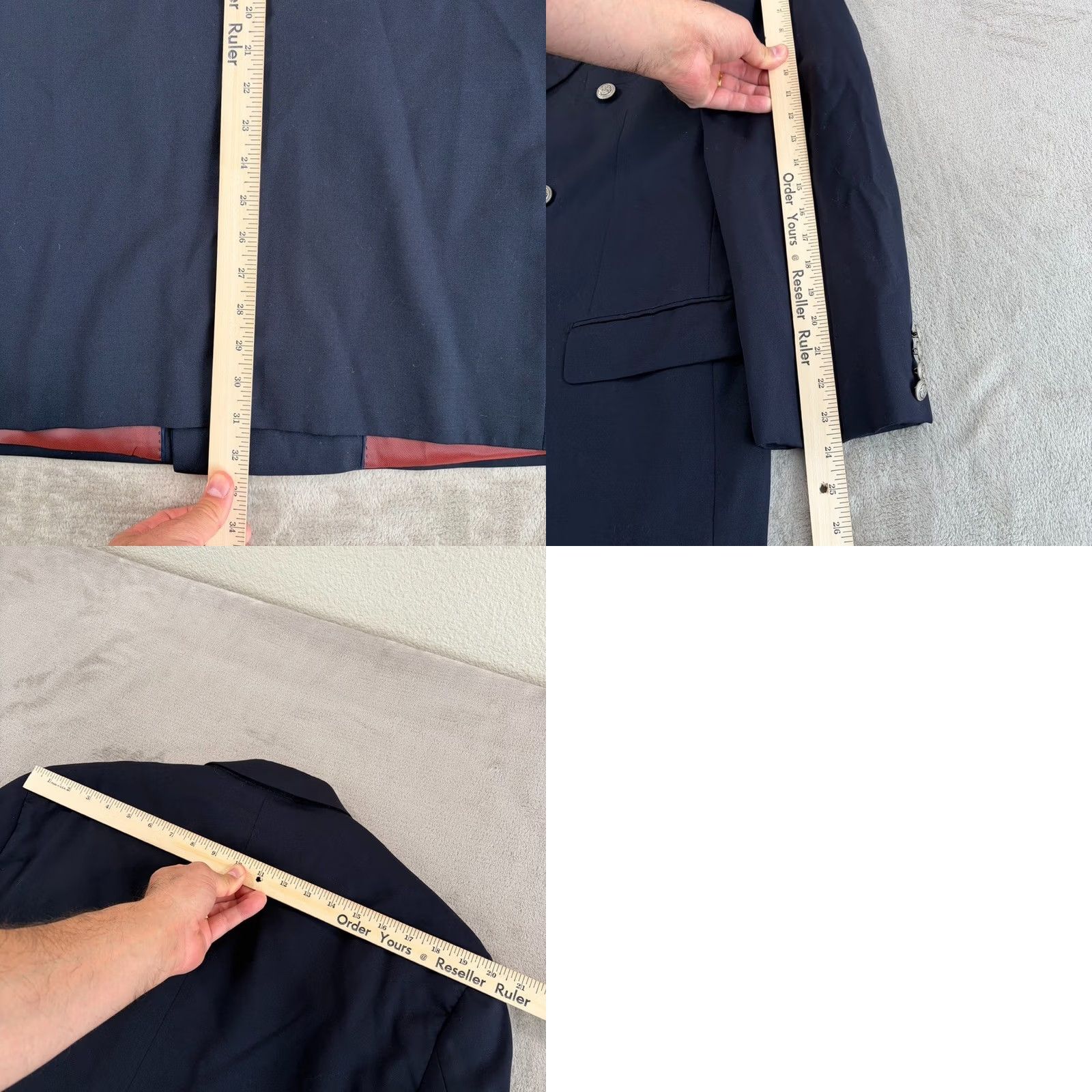 Vintage Paul Frederick Double Breasted Peak Lapel Sport Coat Navy 42R Men Wool Six-Button Ventless Inner Pockets Regular Length Size US XS / EU 42 / 0 - 8 Thumbnail