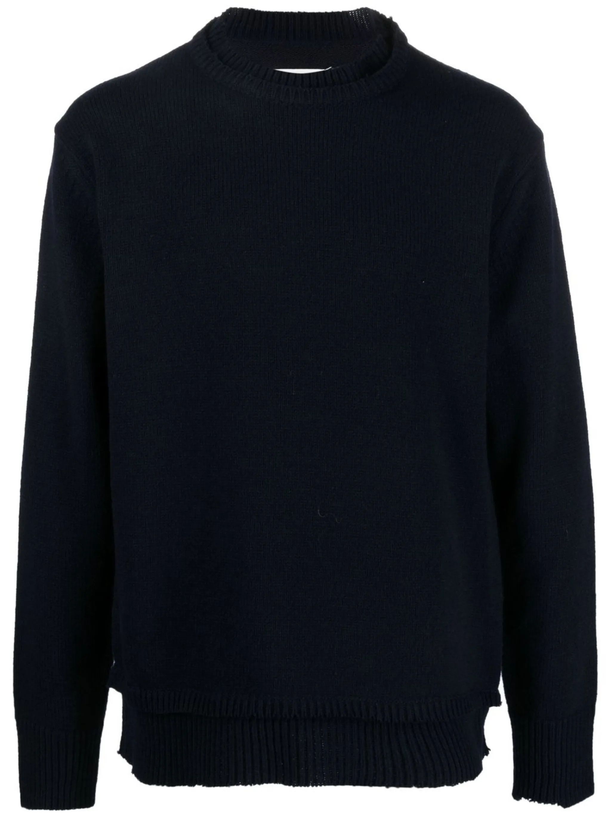 Maison Margiela o1w1db11225 Elbow Patch Pnitted Jumper in Navy Blue Size US S / EU 44-46 / 1 - 1 Thumbnail