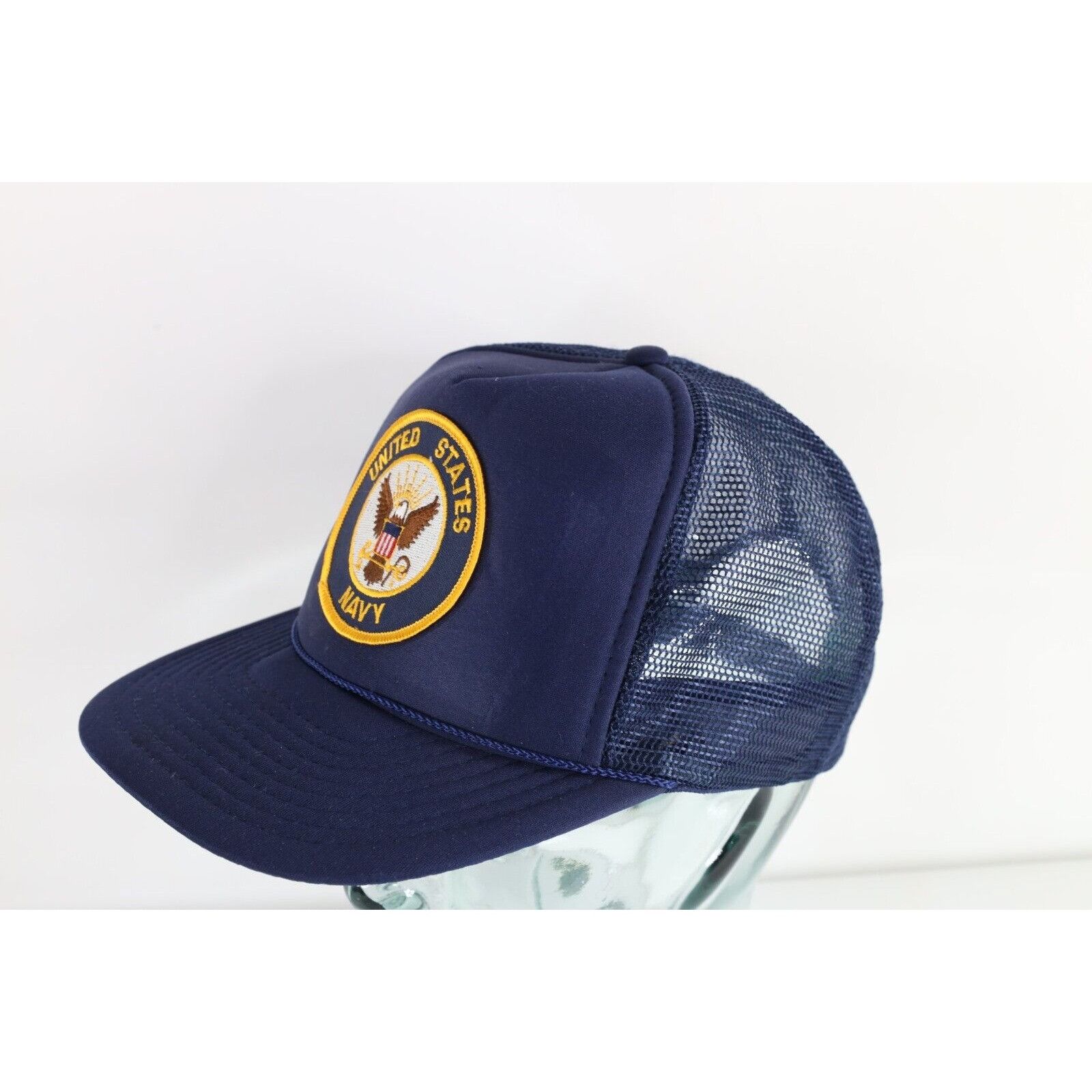 Vintage Vintage 90s United States Navy Patch Roped Trucker Hat Size ONE SIZE - 2 Thumbnail