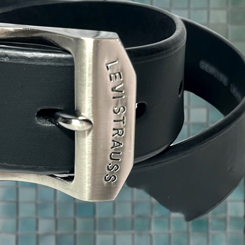 Levi's Belt Mens Size 32 Black Genuine Leather Silver Buckle Style 11lv0204 Metal, Men's