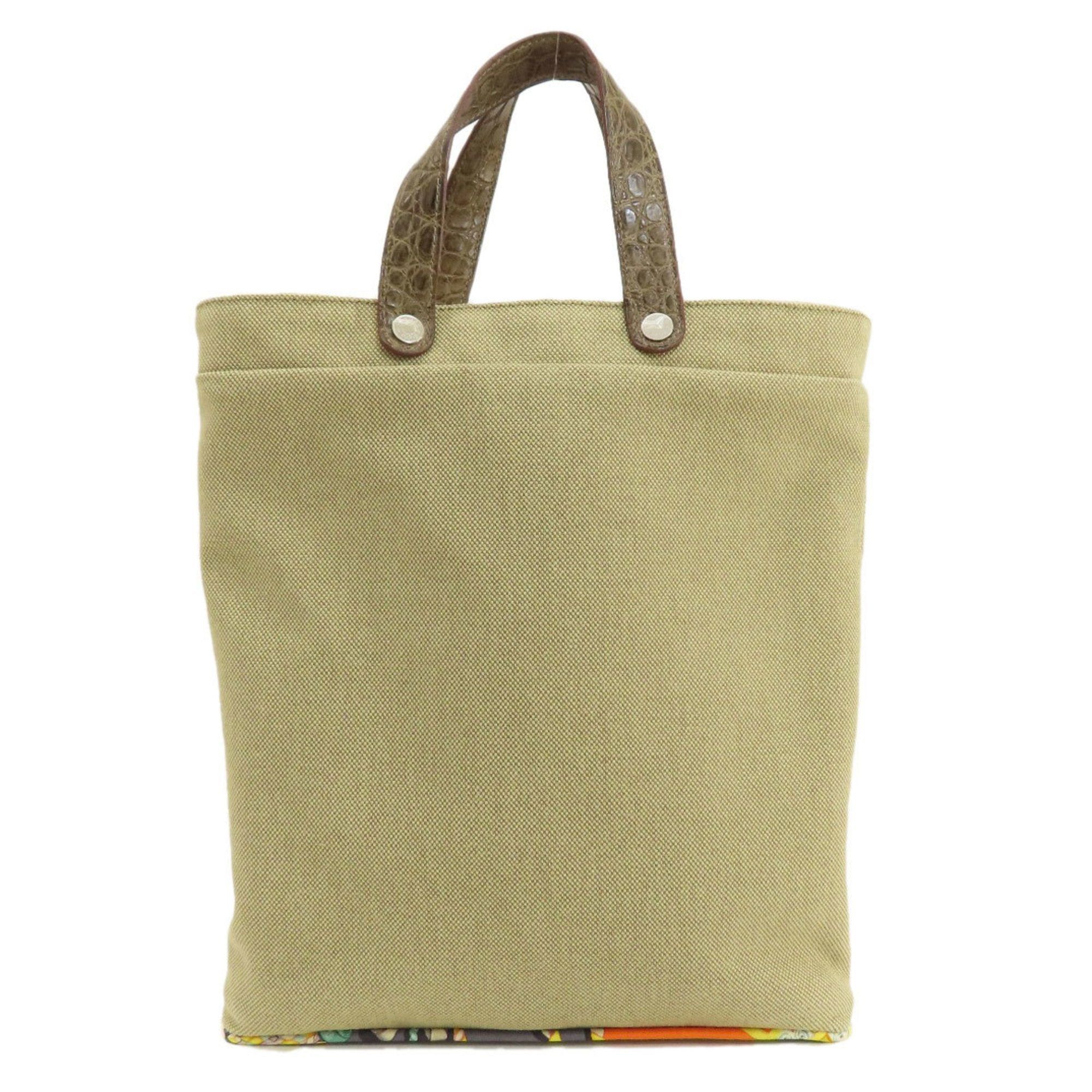 image of Hermes Petite Ash Tote Handbag Cotton/silk Women's in Brown
