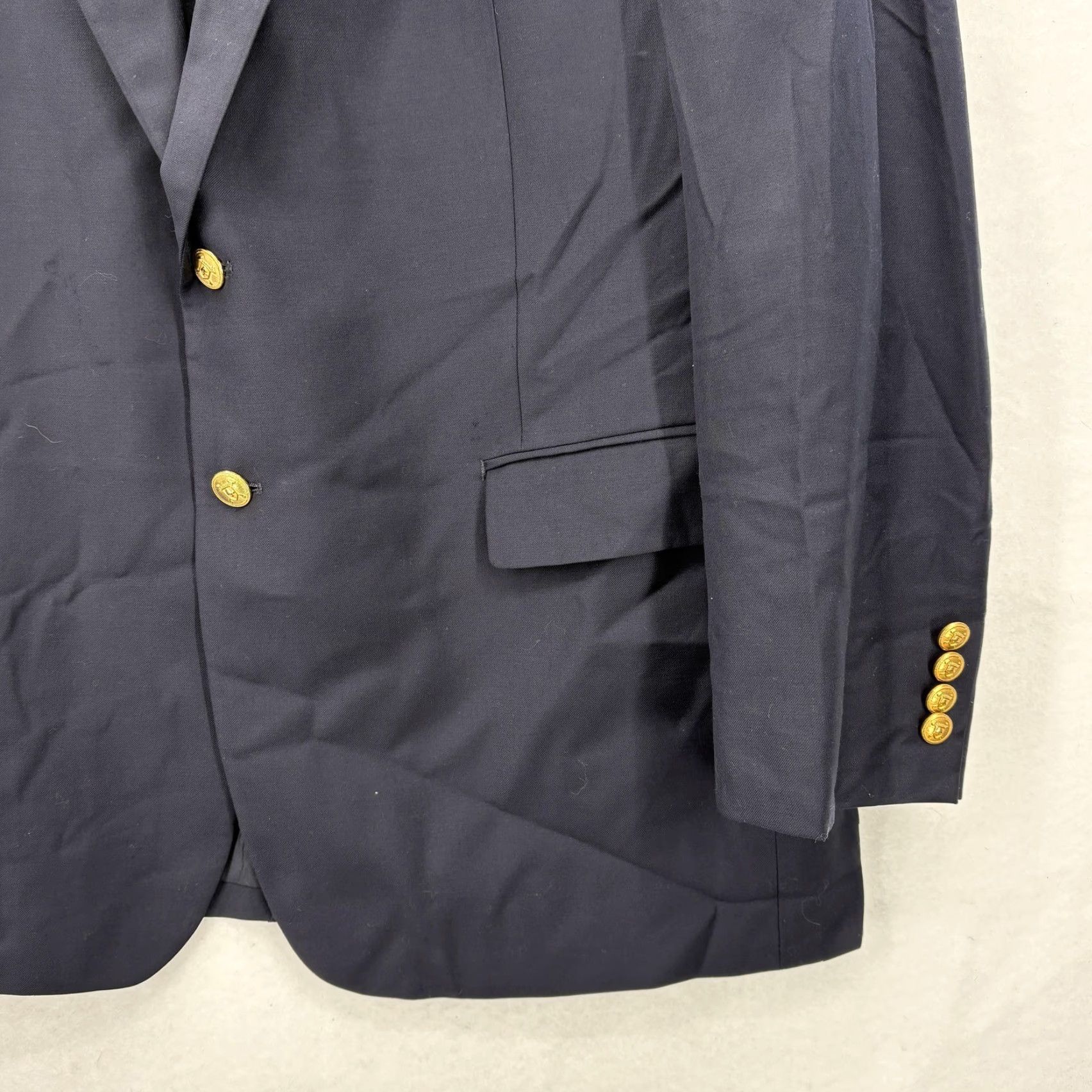 Ralph Lauren VINTAGE Lauren Ralph Lauren Blazer Mens 46R Navy Wool Gold Button Sport Coat Nautical Size 46R - 3 Thumbnail