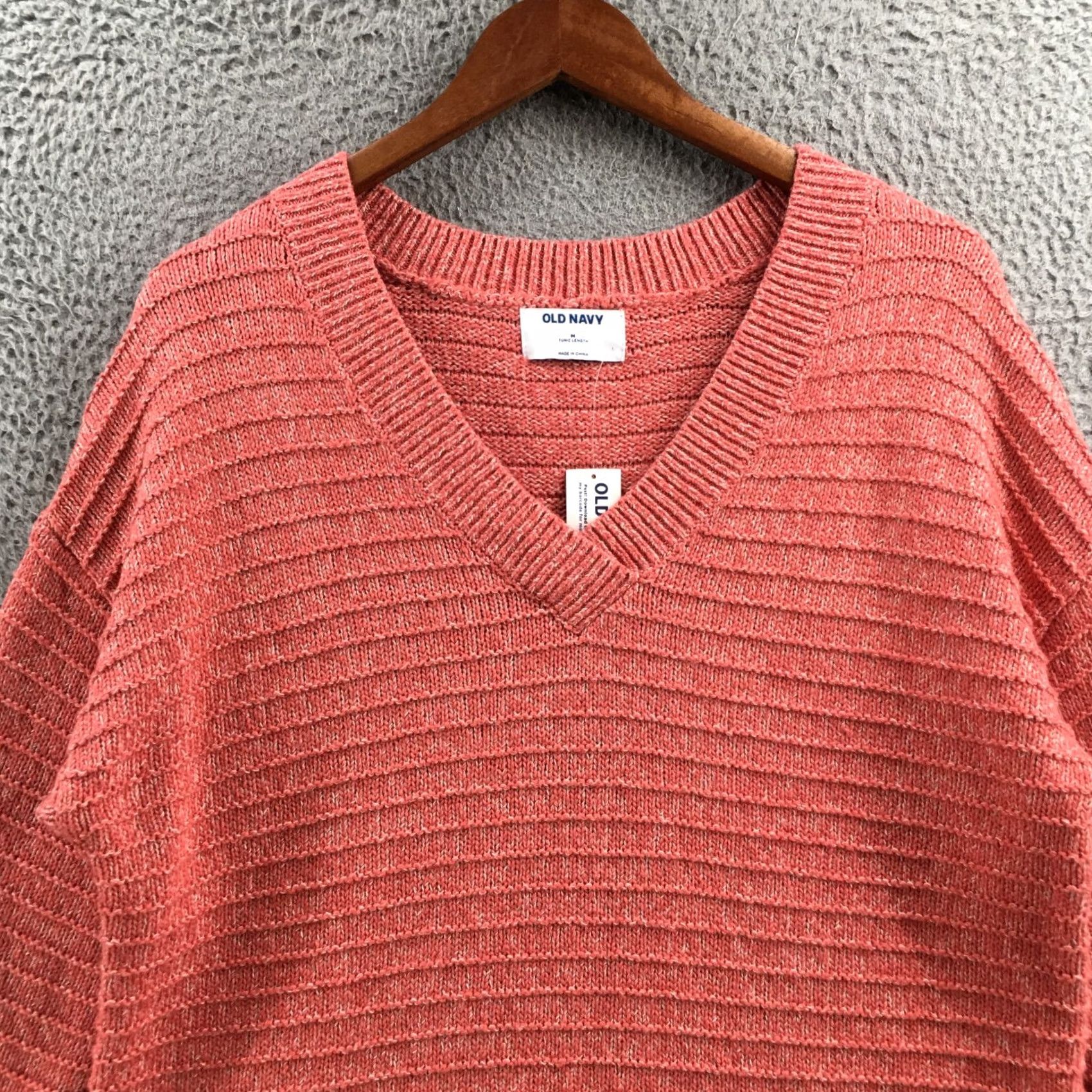 Old Navy Old Navy Sweater Womens M Coral Cotton Knitted Long Sleeve V-Neck Pullover NEW Size M / US 6-8 / IT 42-44 - 2 Thumbnail