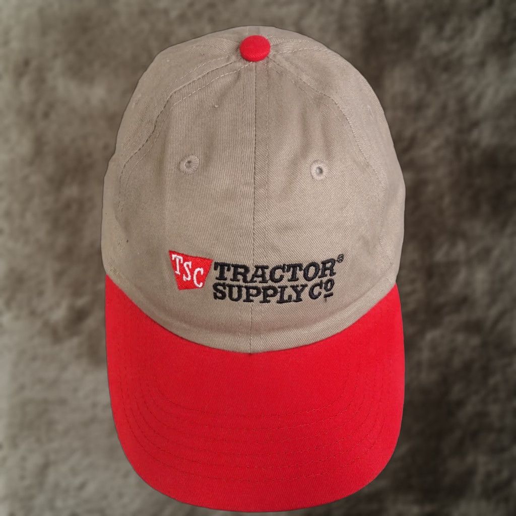 Vintage TRACTER SUPPLY SUPPLY CO TSC TAN ,RED ADJUSTABLE BASEBALL HAT CAP NEW! Size ONE SIZE - 1 Thumbnail