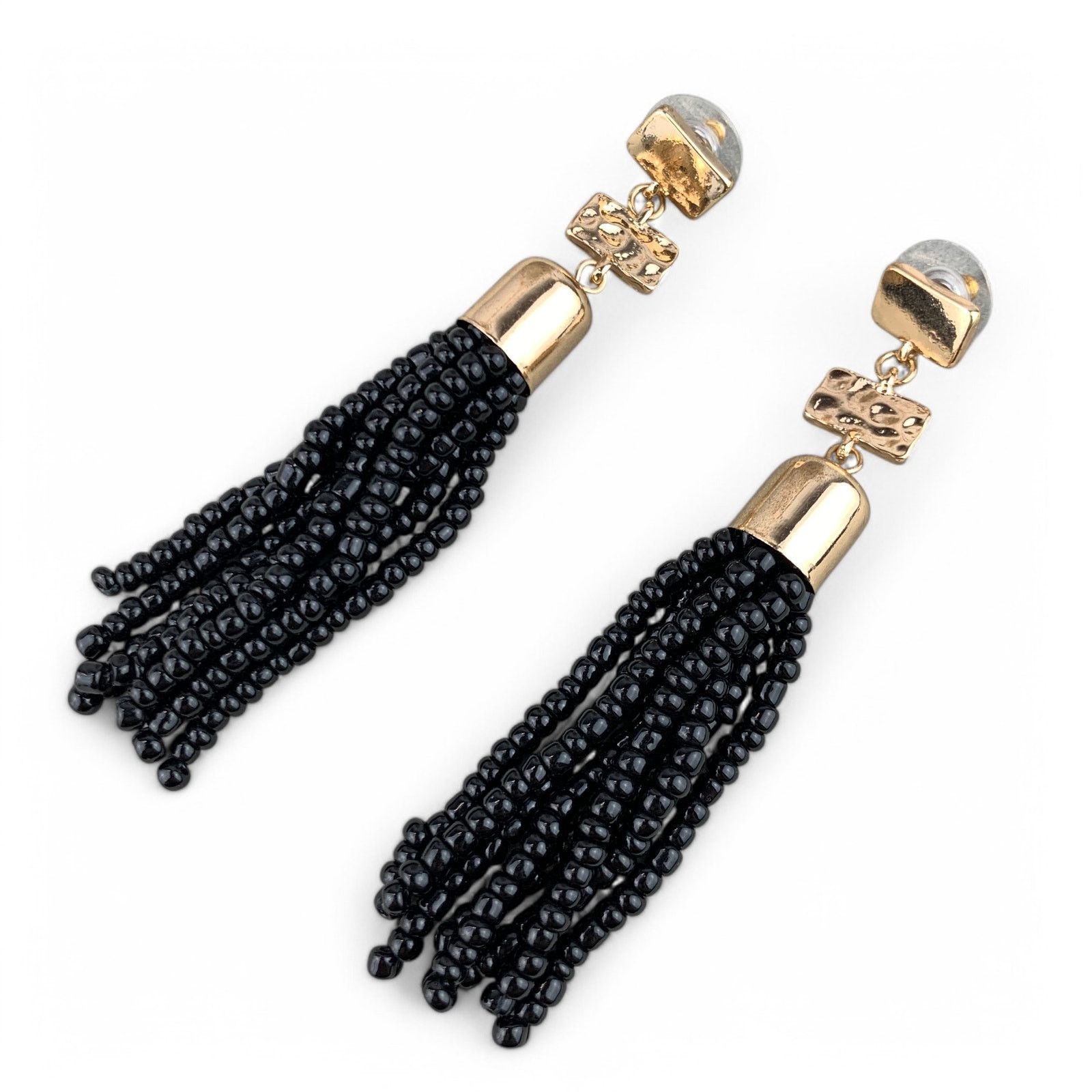 Other Sugarfix by Baublebar Earrings Black Beaded Tassel Gold Tone Size ONE SIZE - 2 Thumbnail
