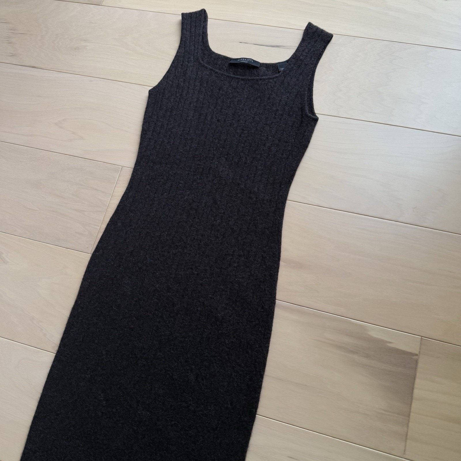 Allsaints × Designer All Saints Midi Wool Dress Women's Medium Brown Casual Glam Size M / US 6-8 / IT 42-44 - 9 Thumbnail