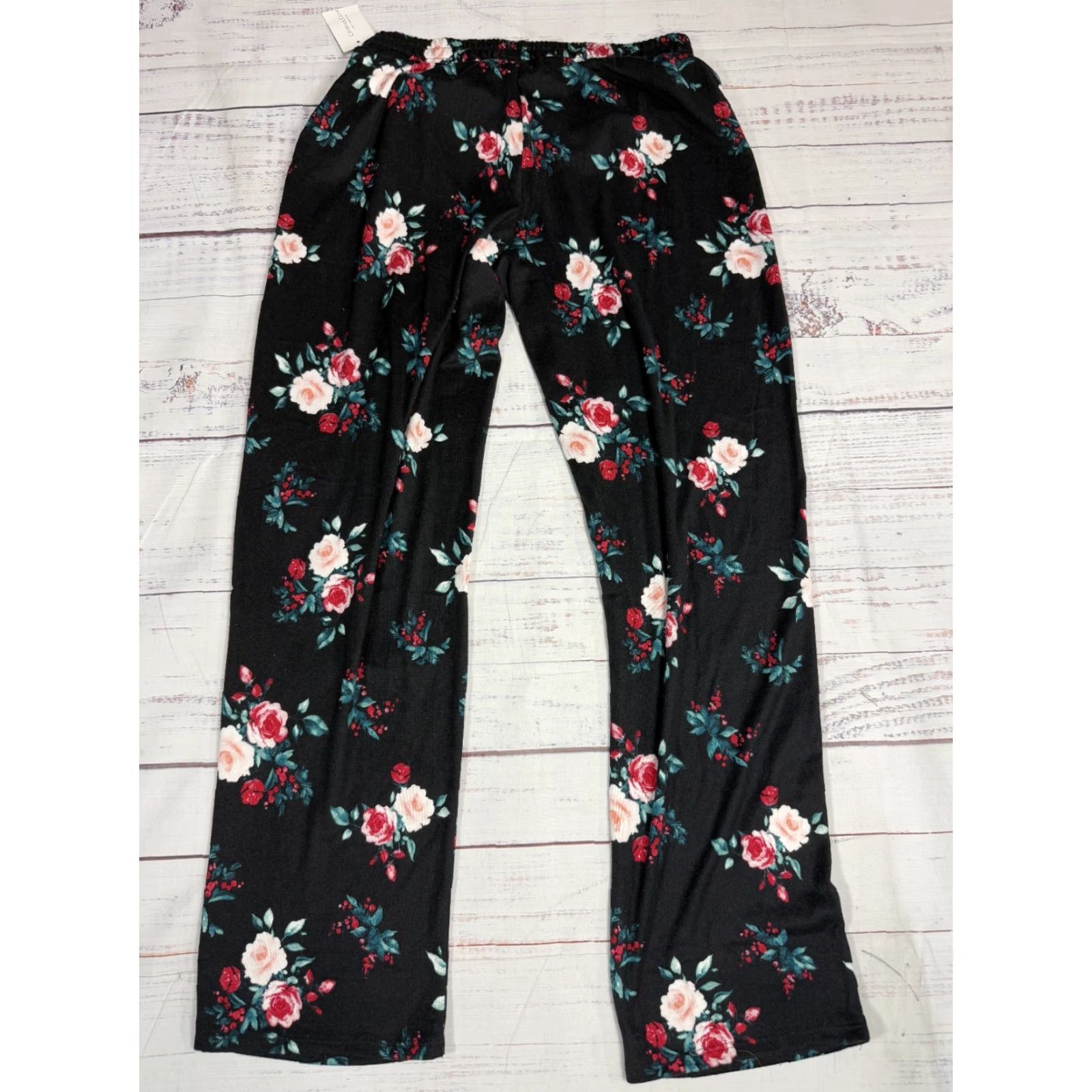 Charter Club Charter Club Intimates Black Floral Sleep Pants Pull On Drawstring Womens XS NWT Size 26" / US 2 / IT 38 - 6 Thumbnail