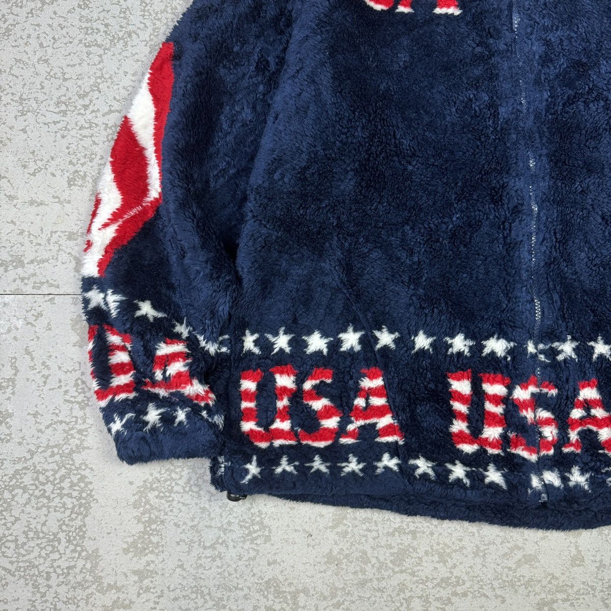 Japanese Brand 💥Black Mountain USA Flag Matted Fleece Nice Jacket Size US S / EU 44-46 / 1 - 3 Thumbnail