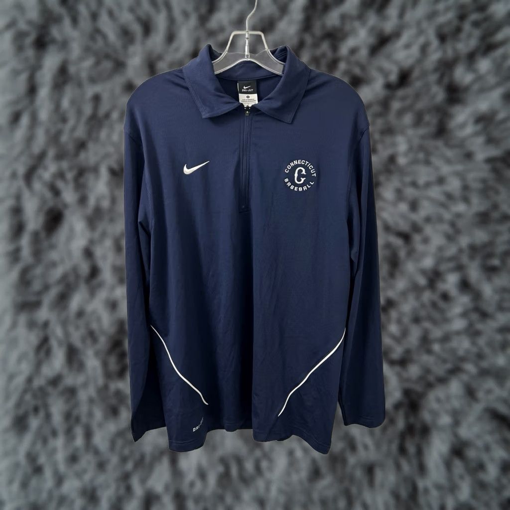 Nike Nike Dri-FIT Elite Long Sleeve Polo Mens S Navy Connecticut UConn 1/4 Zip NWT Size US S / EU 44-46 / 1 - 1 Thumbnail