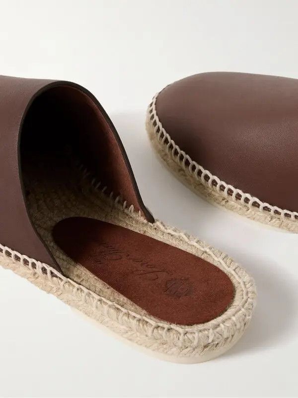 Loro Piana o1srvl11e0225 Seaside Walk Leather Backless Espadrilles Size US 7 / EU 40 - 6 Thumbnail
