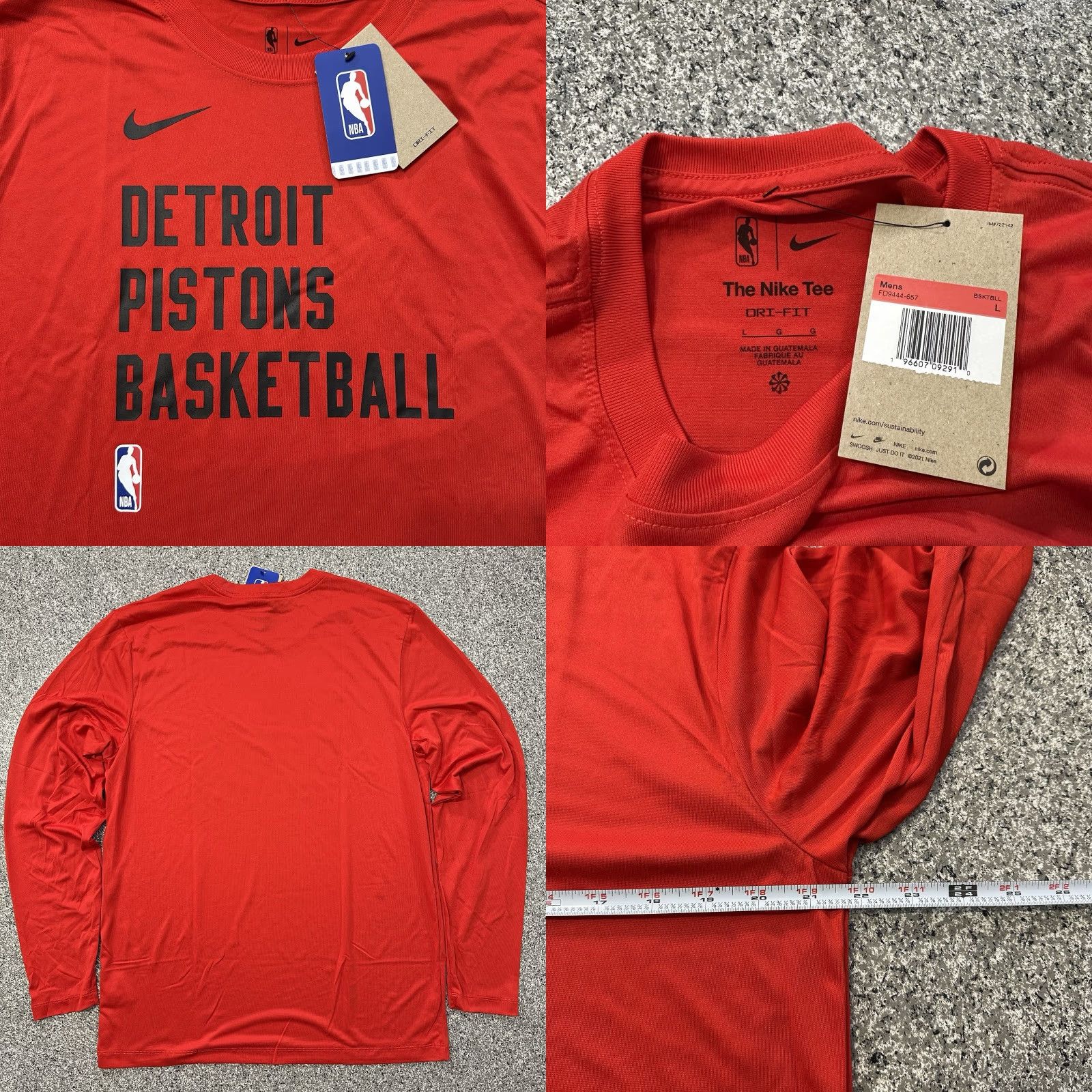 Nike VINTAGE Nike Detroit Pistons Tearaway Pants Shooting Shirt Set PE Mens L NBA Team Issued Size US L / EU 52-54 / 3 - 9 Thumbnail