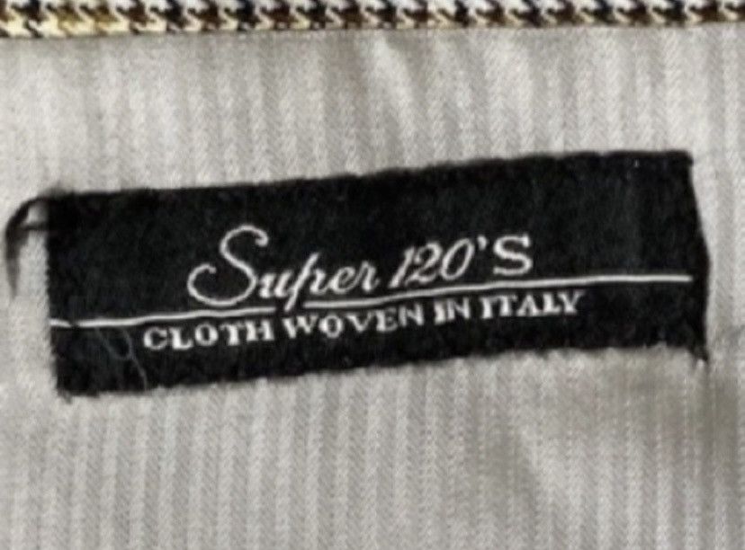 Jack Victor Jack Victor 44R 100% Wool Beige Houndstooth Worsted Wool 44R Size 44R - 7 Thumbnail