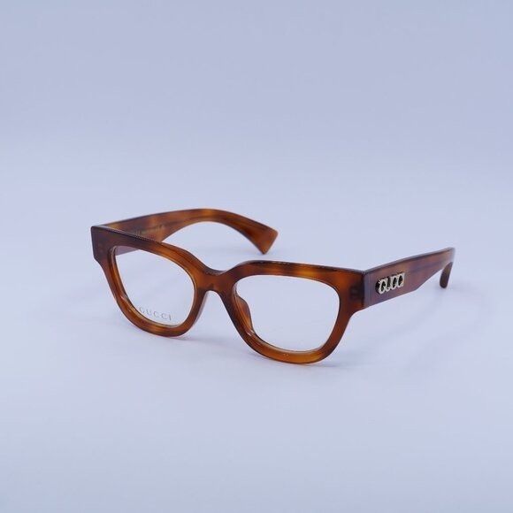 Gucci Gucci GG1837O 002 Eyeglasses Havana 51mm Cat Eye Frame Size ONE SIZE - 1 Thumbnail