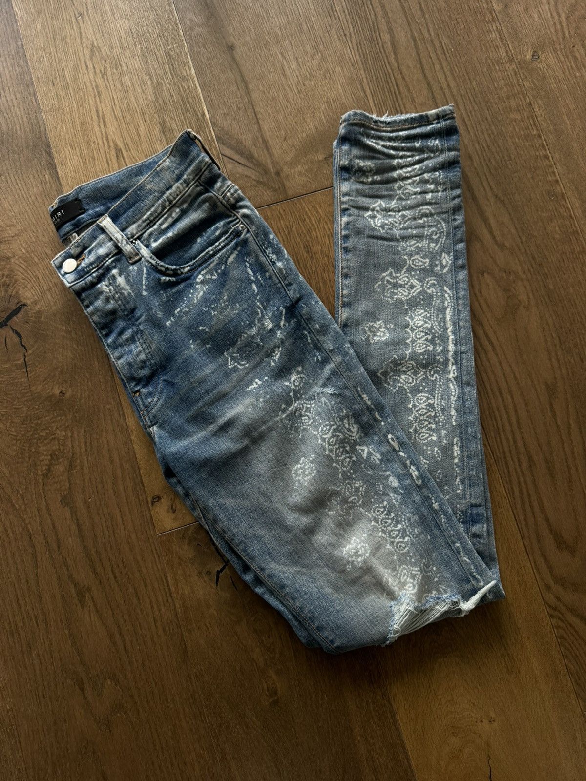 Amiri Amiri Jeans Bandana Bleach Stained Distressed Skinny Denim Size US 32 / EU 48 - 15 Thumbnail