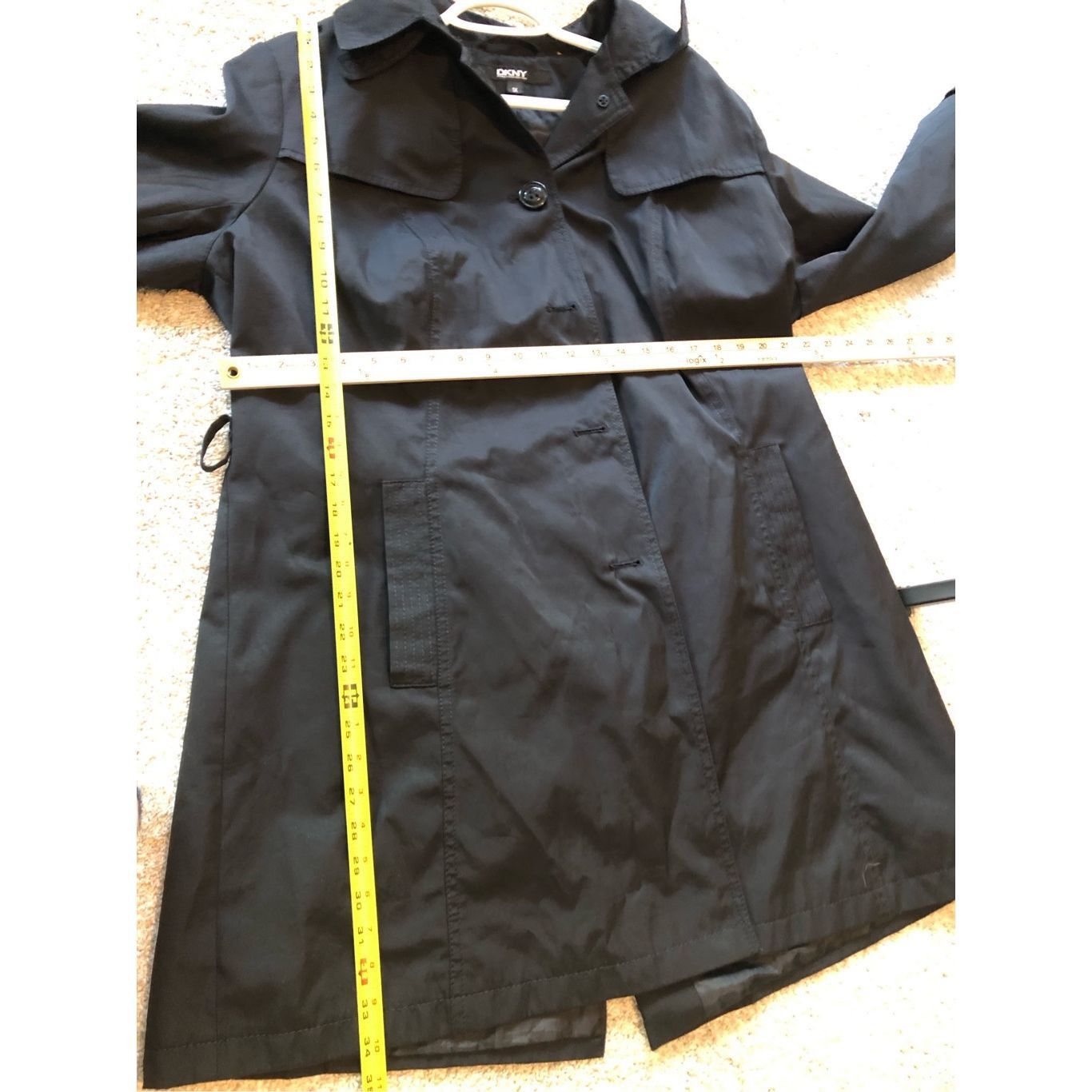 DKNY DKNY Women’s Classic Black Collared Button Up Rain Coat Tren Size XL / US 12-14 / IT 48-50 - 6 Thumbnail