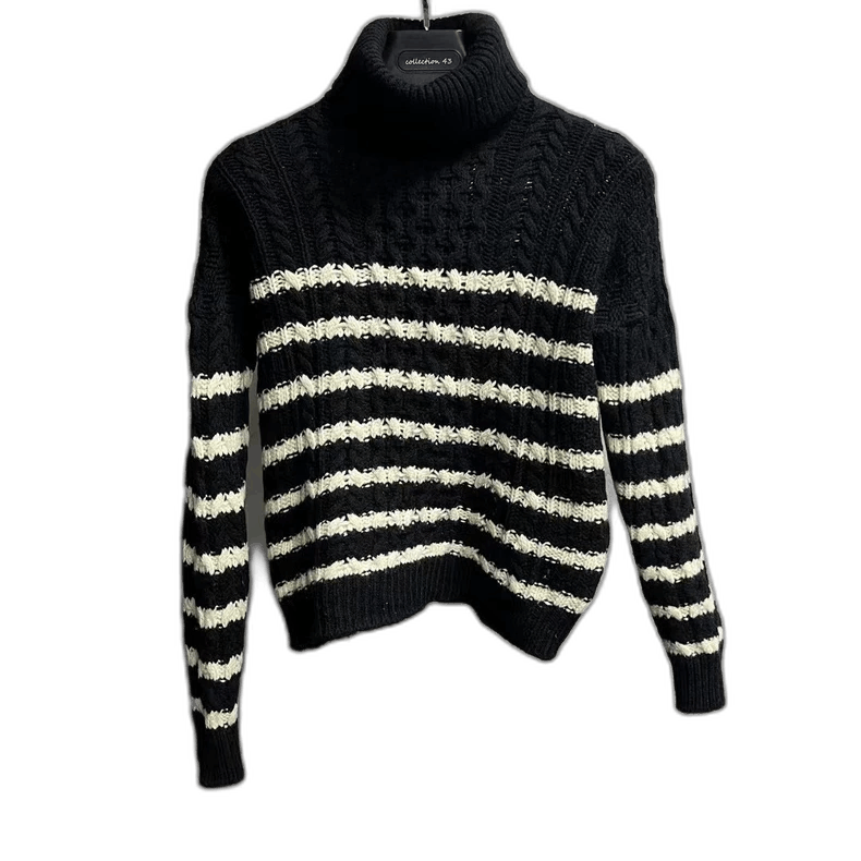 Loewe Black and White Striped Turtleneck Sweater Size US M / EU 48-50 / 2 - 1 Thumbnail