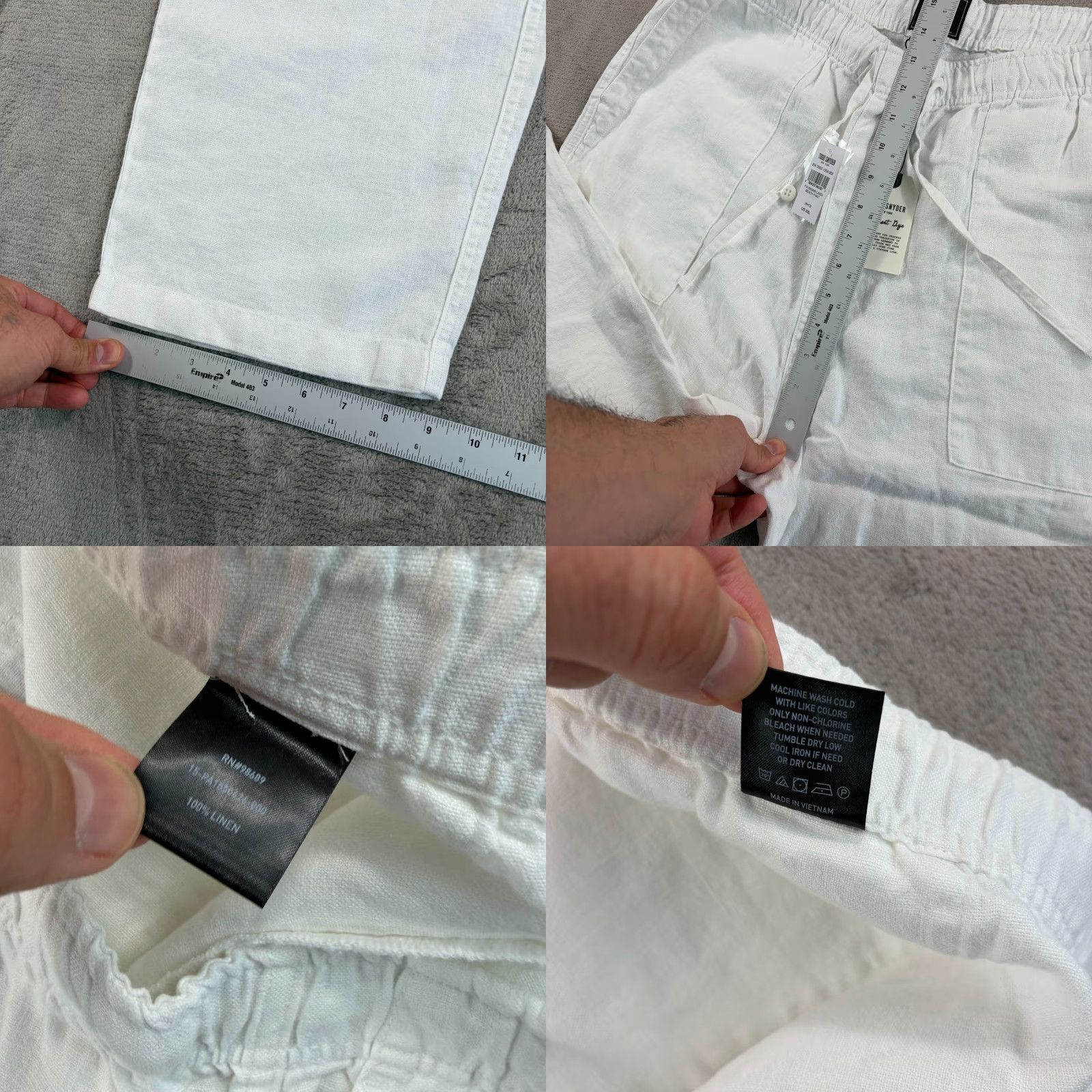 Todd Snyder TODD SNYDER Straight Fit 100% Linen Beach Pants White Men 2XL Drawcord NWT Pants Beach White 2XL Mens Size US 39 - 8 Thumbnail