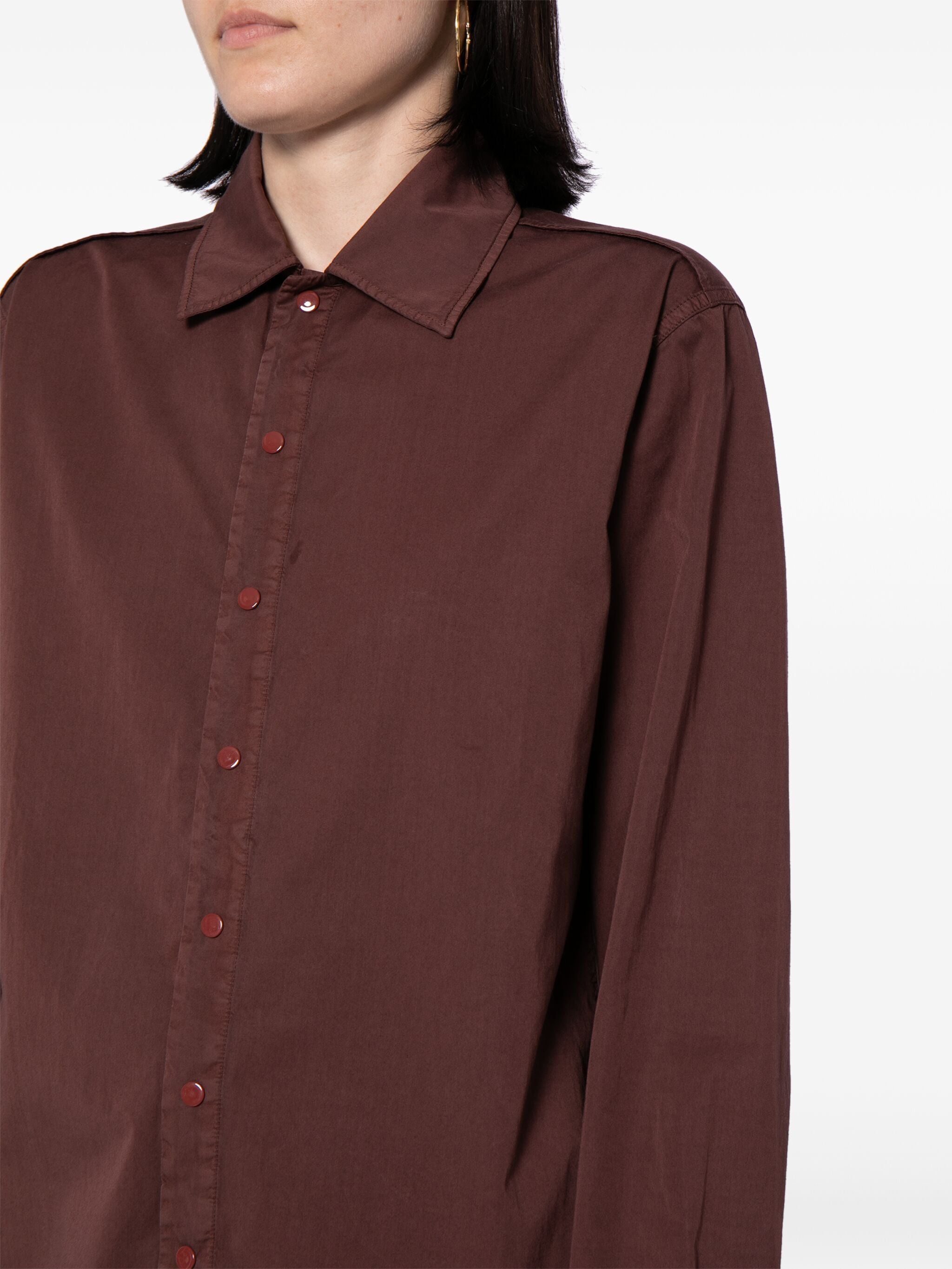 Lemaire o1s22i1n1024 Cotton Dyed Garment Shirt in Burgundy Size XS / US 0-2 / IT 36-38 - 5 Thumbnail
