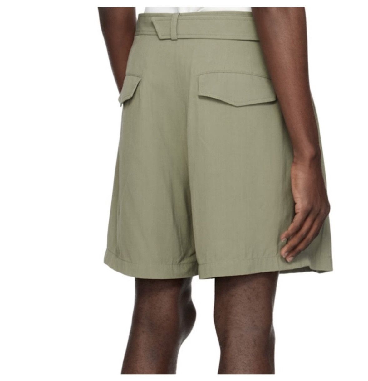 RECTO RECTO Khaki Wrinkle Detail Belted Shorts Size US 38 / EU 54 - 3 Thumbnail