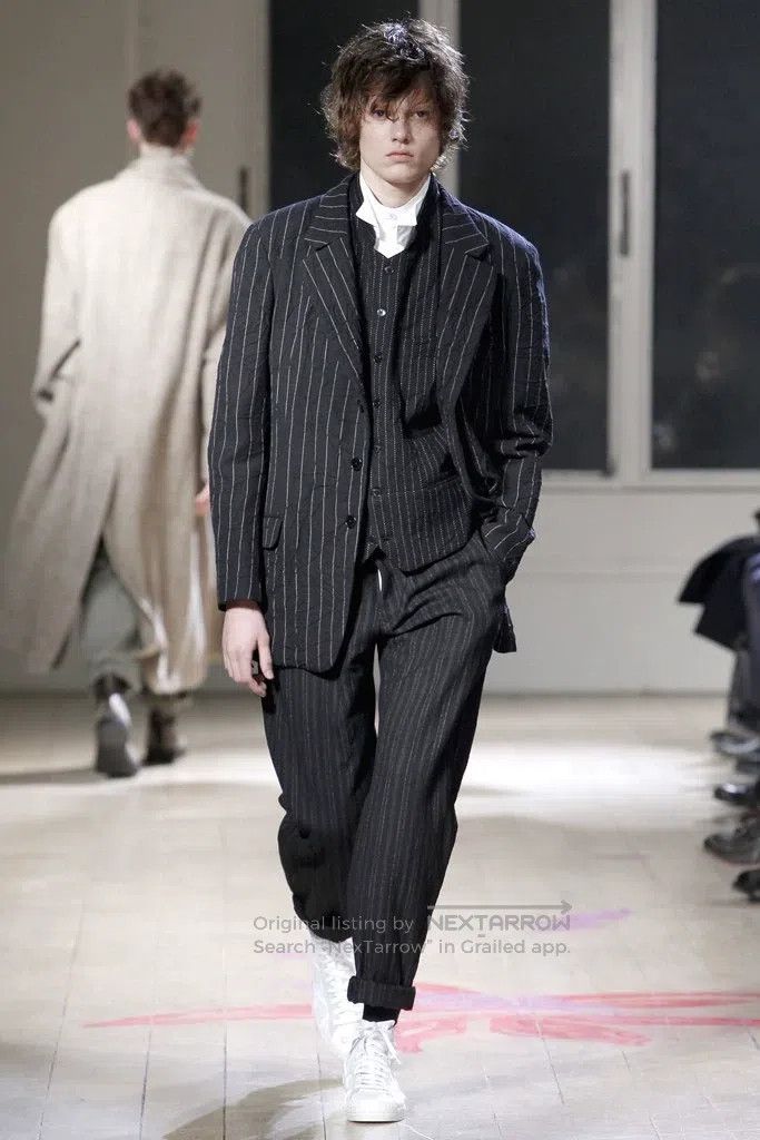 Yohji Yamamoto Yohji Yamamoto size 1 11aw Raven Stripe Pleated blazer Size 48R - 3 Thumbnail