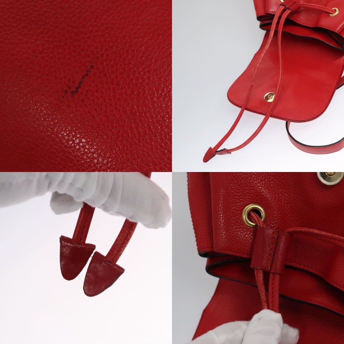 Celine CELINE Backpack Leather Red Gold Size ONE SIZE - 12 Thumbnail