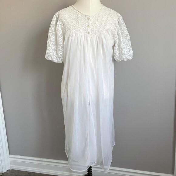 Vintage Vintage 60s Double Layered Semi-Sheer Chiffon Robe Peignoir Size M / US 6-8 / IT 42-44 - 3 Thumbnail