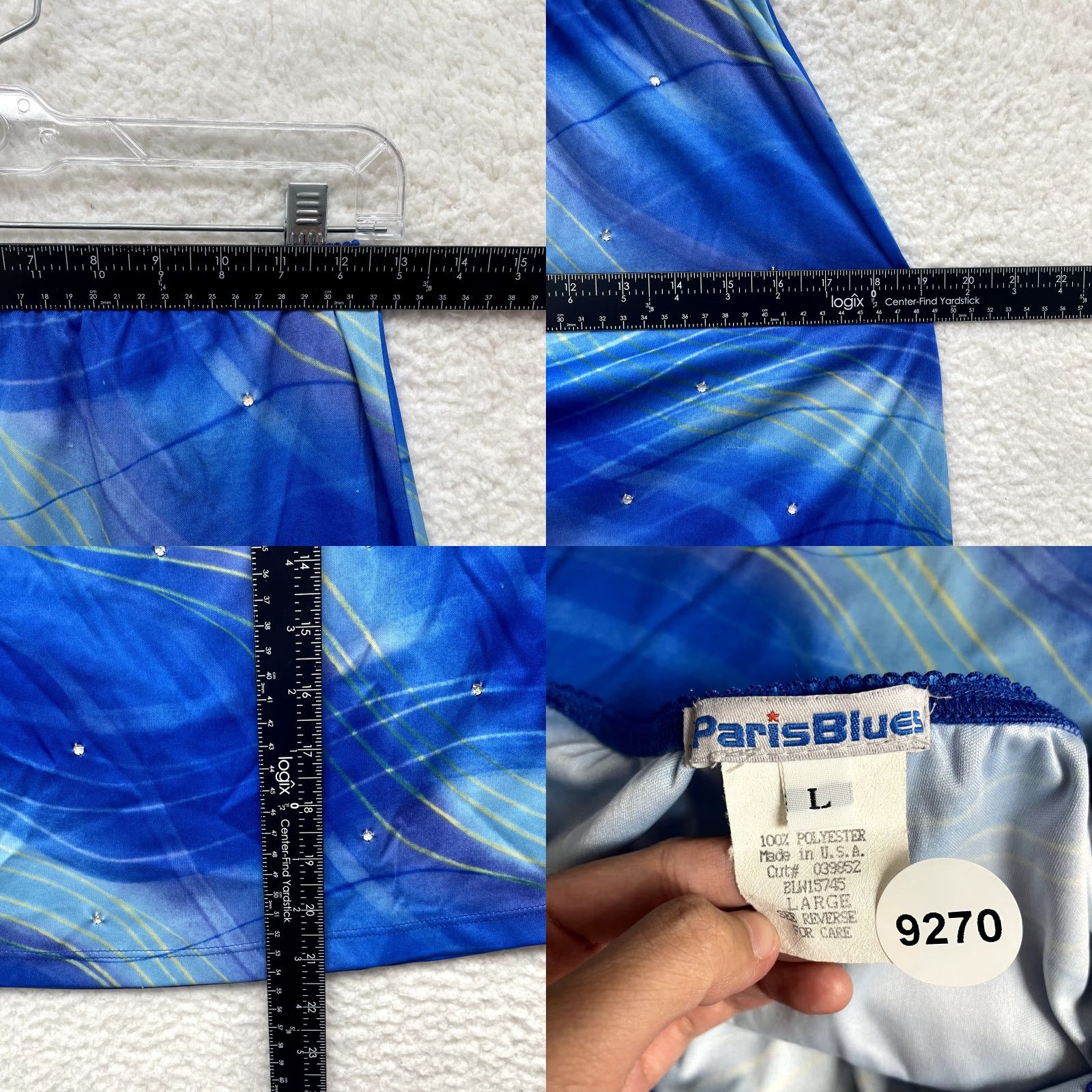 Vintage VINTAGE 90s Y2K Midi Skirt Blues Paris Blues Blue Rhinestone Bling Slinky Stretch Rave M Womens Size 32" / US 10 / IT 46 - 8 Thumbnail