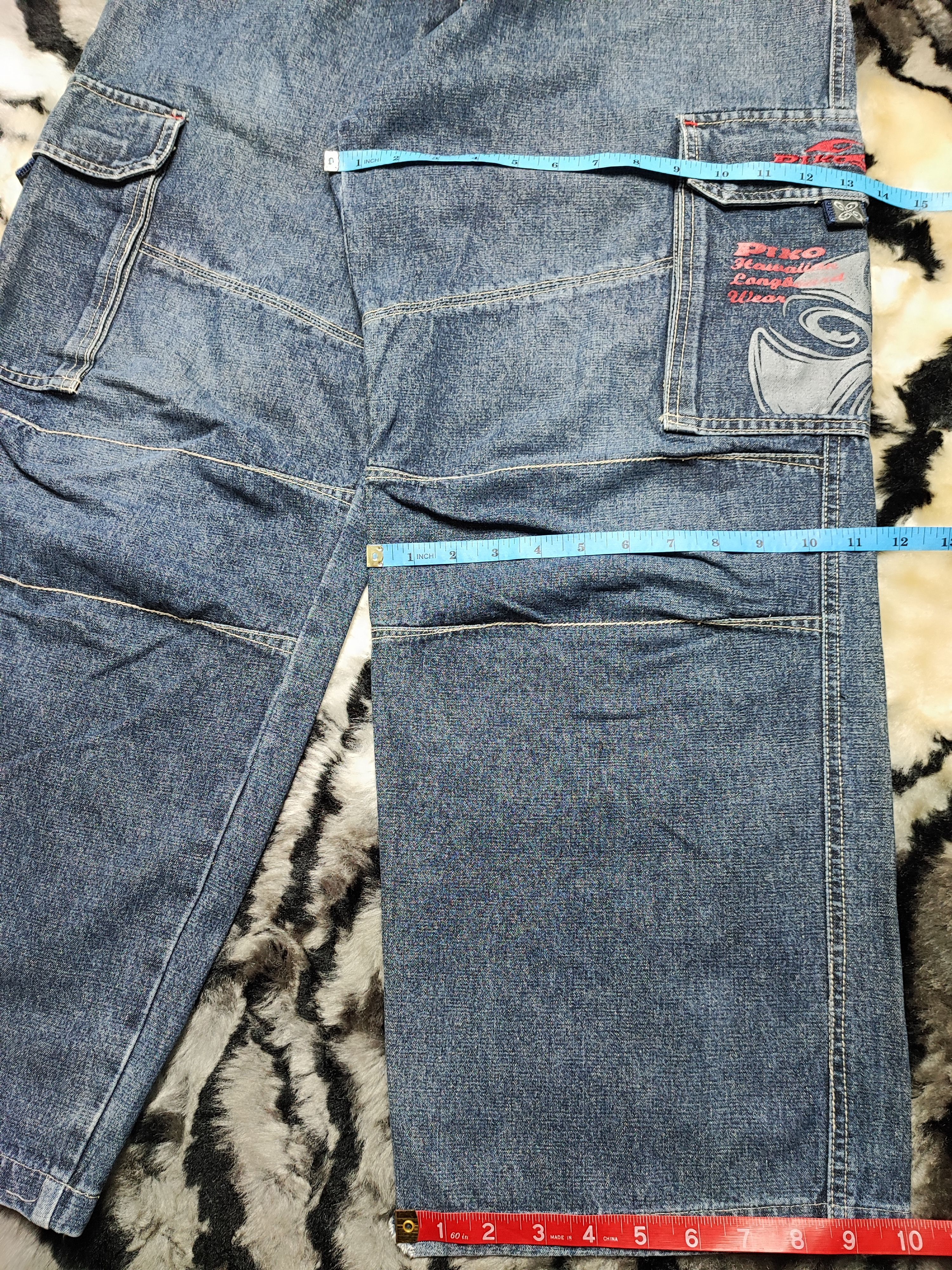 If Six Was Nine Piko Jeans Baggy Wide Leg Cargo Denim Size US 31 - 7 Thumbnail