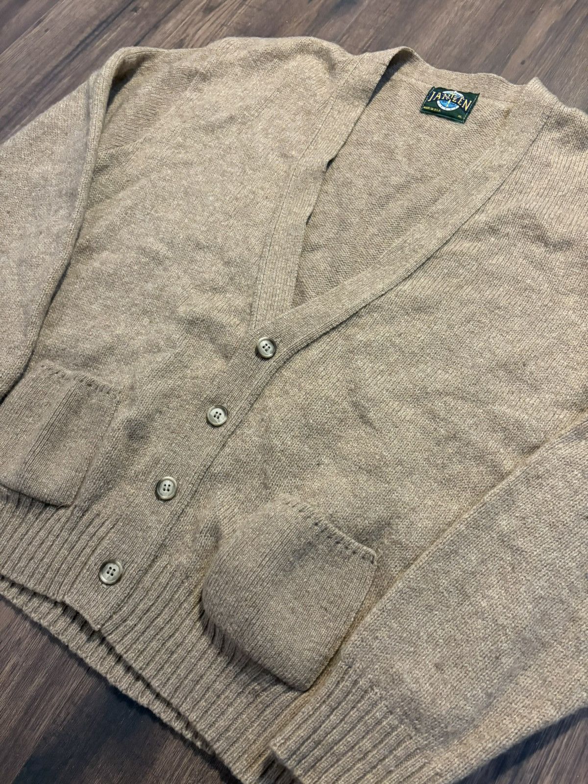 Jantzen 🔥Vintage Jantzen Wool Cardigan Sweater Brown Beige🔥 Size US XL / EU 56 / 4 - 2 Thumbnail