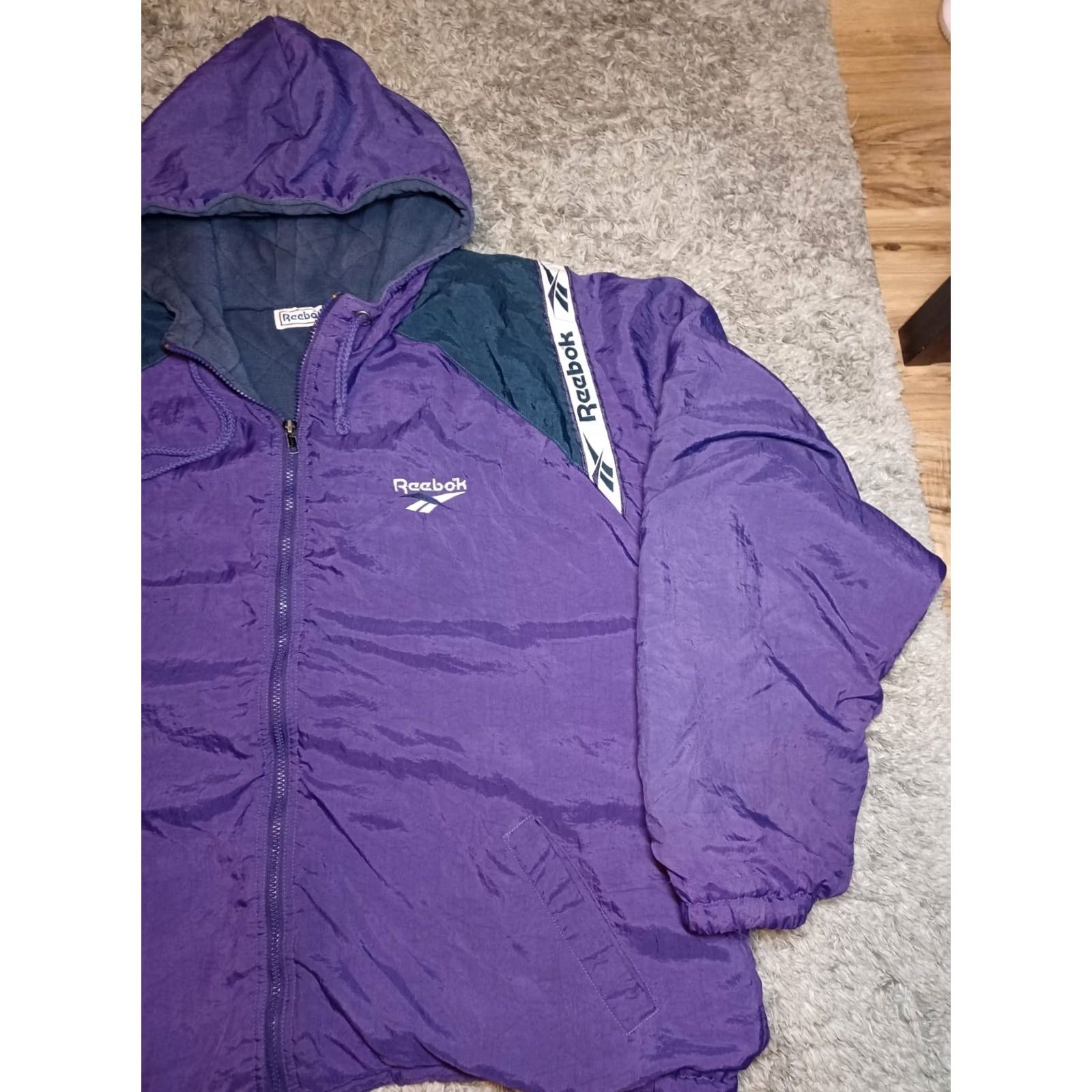 Reebok VINTAGE Reebok Coat Jacket 90s Puffer Full Zip 2XL Big Logo Purple Black Mens Size US XXL / EU 58 / 5 - 4 Thumbnail