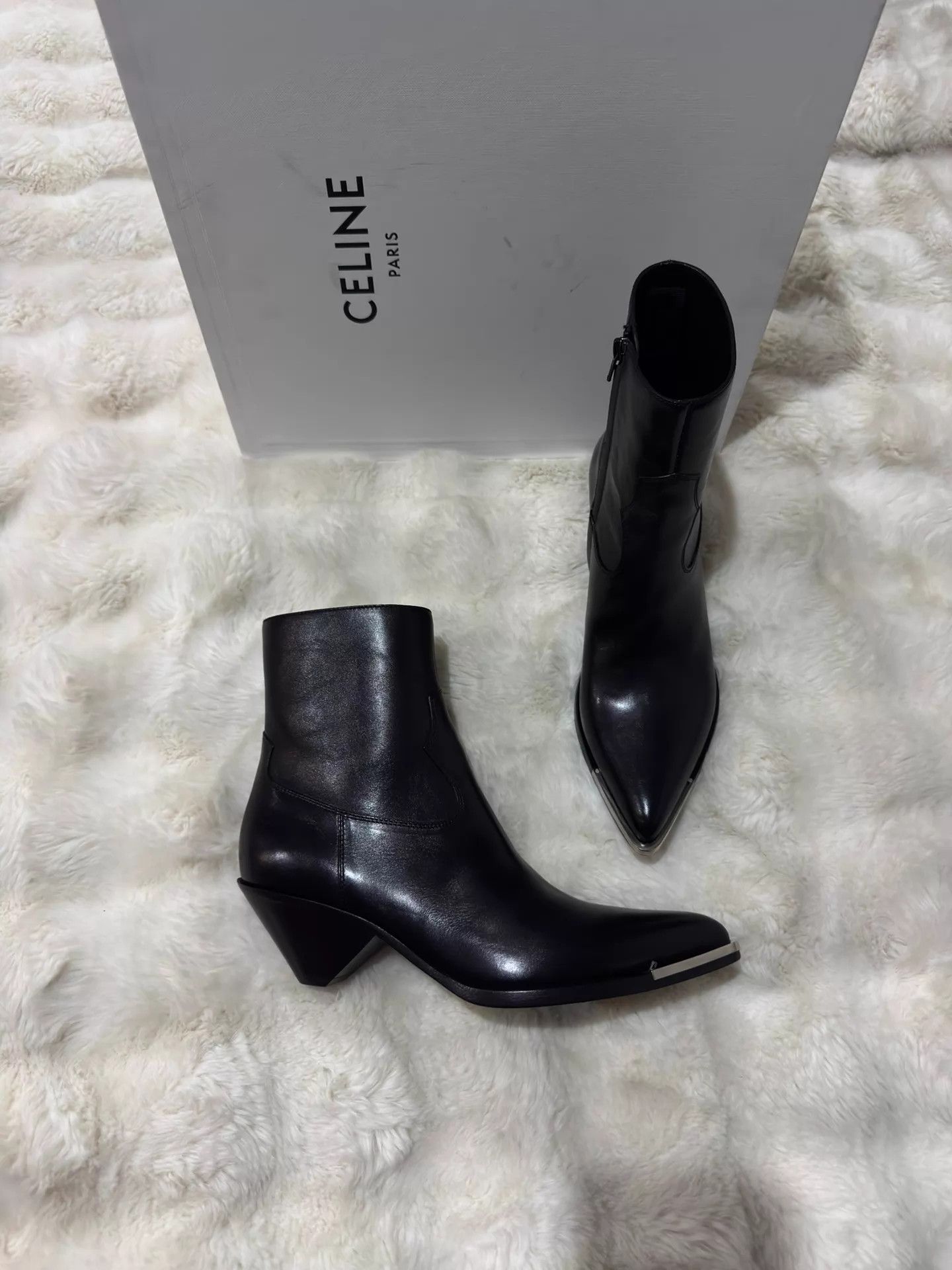 Celine Celine SS22 Metal Toe Cap Western Boots | Grailed