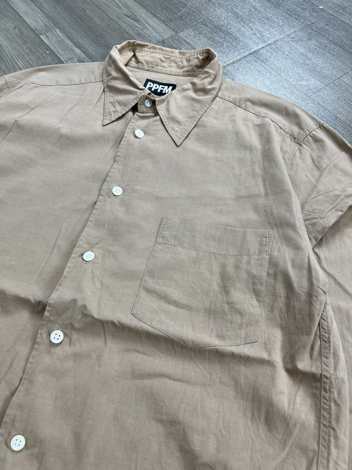 PPFM Vintage PPFM Japan Biege Long Sleeve Button Down Shirt Size US L / EU 52-54 / 3 - 3 Thumbnail