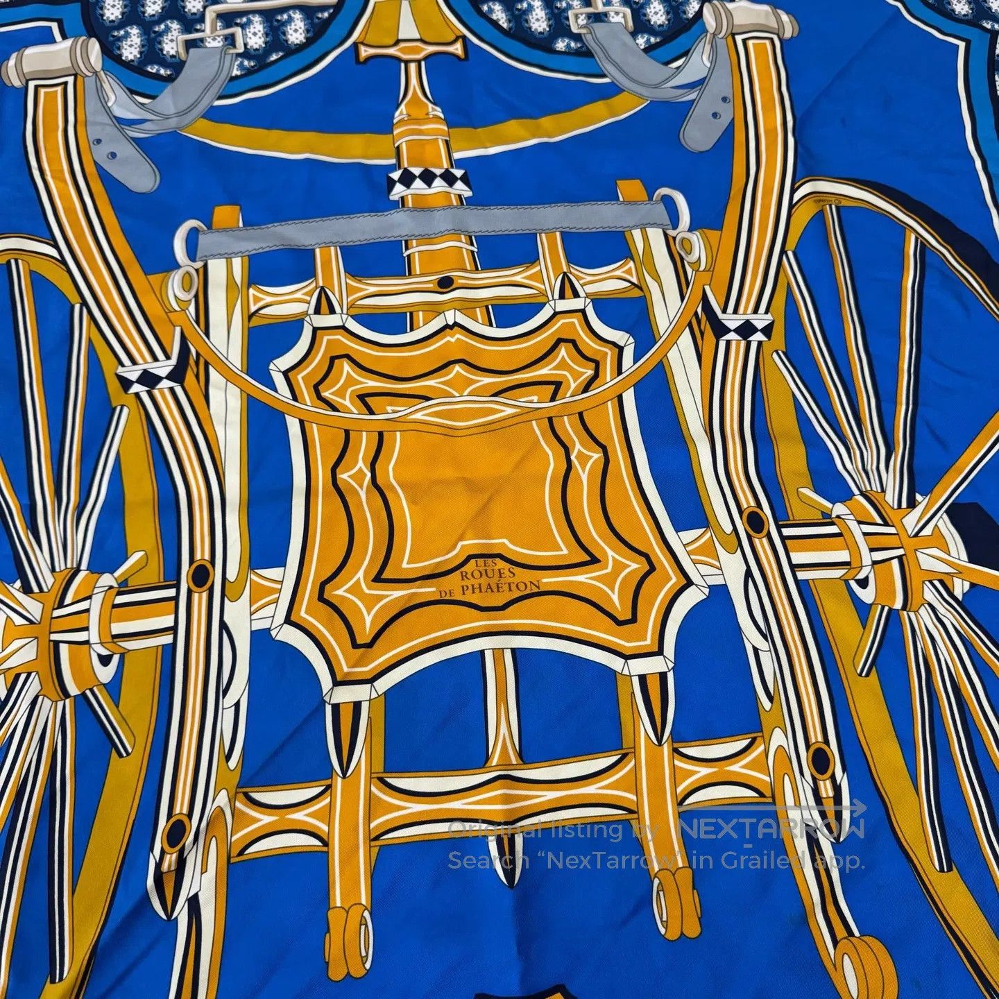 Hermes Hermes Fare's Wheel, Blue Gold, Scarf| Size ONE SIZE - 3 Thumbnail