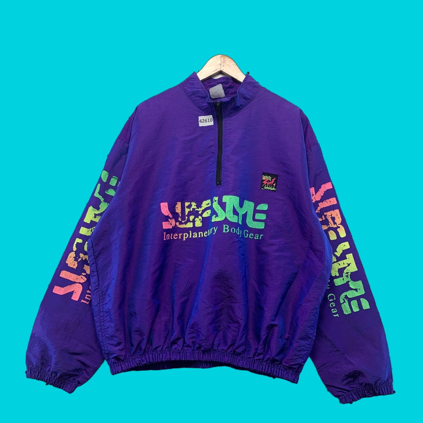 Vintage VINTAGE Surf Style Jacket Men One Size Purple 90s Interplanetary Body Gear Neon USA Size US M / EU 48-50 / 2 - 1 Thumbnail