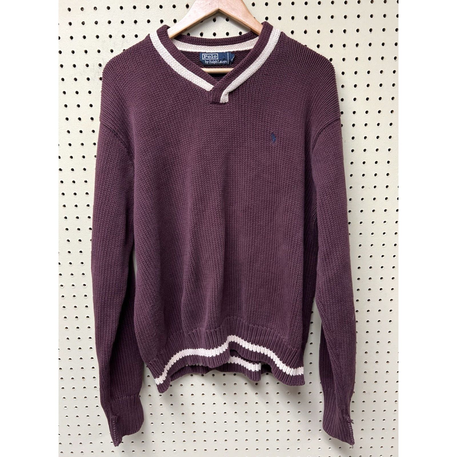 Ralph Lauren VINTAGE Ralph Lauren Polo Sweater Mens M Red Knit Pony Sweatshirt Maroon Size US M / EU 48-50 / 2 - 2 Thumbnail