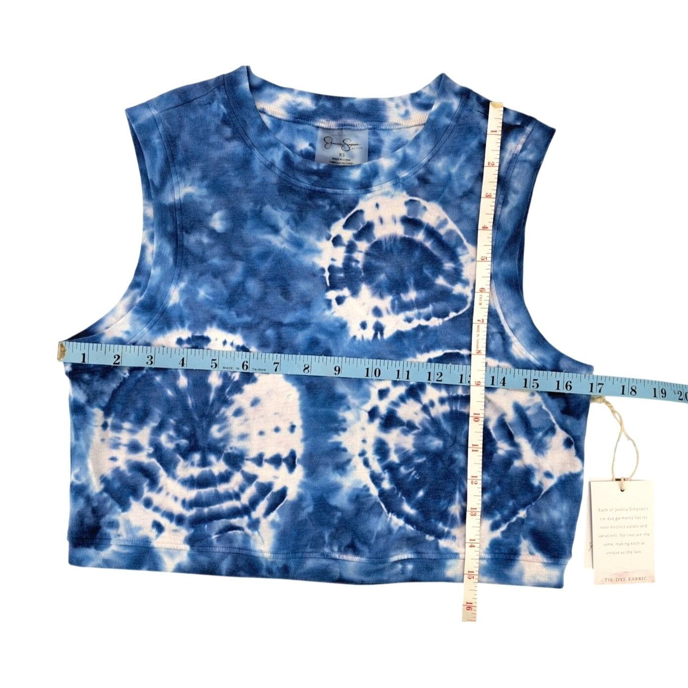 Jessica Simpson Jessica Simpson Active XS Blue Tie-Dye Cropped Tank Top Size XS / US 0-2 / IT 36-38 - 4 Thumbnail