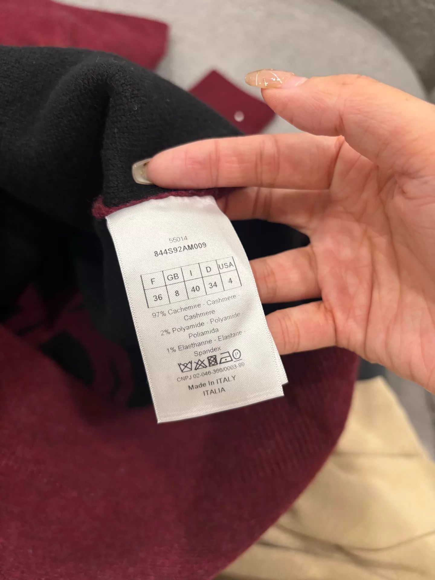 Dior Dior Deep Wine Cashmere Hoodie 36 Mint Size XS / US 0-2 / IT 36-38 - 4 Thumbnail