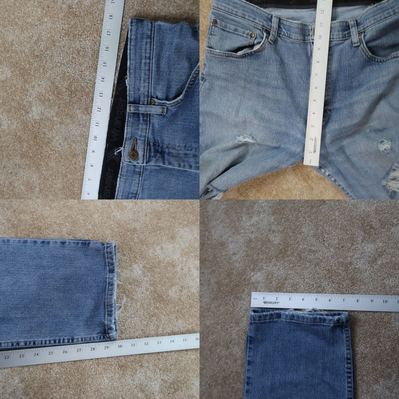 Wrangler Wrangler Jeans Men’s 34x30 Regular Straight Denim Distressed Blue Cotton 5-Pocket Wrangler Straight Size US 34 / EU 50 - 9 Thumbnail