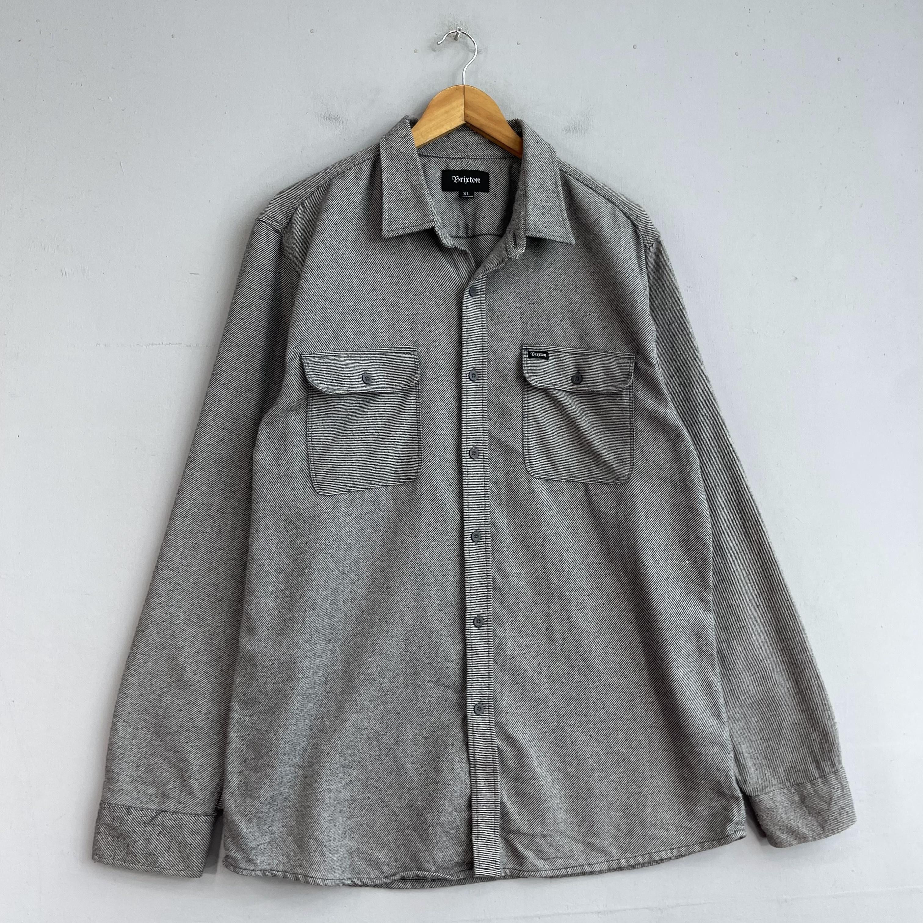 Brixton × Flannel Vintage BRIXTON Pinstripe Minimalist Thick Flannel Size US M / EU 48-50 / 2 - 4 Thumbnail